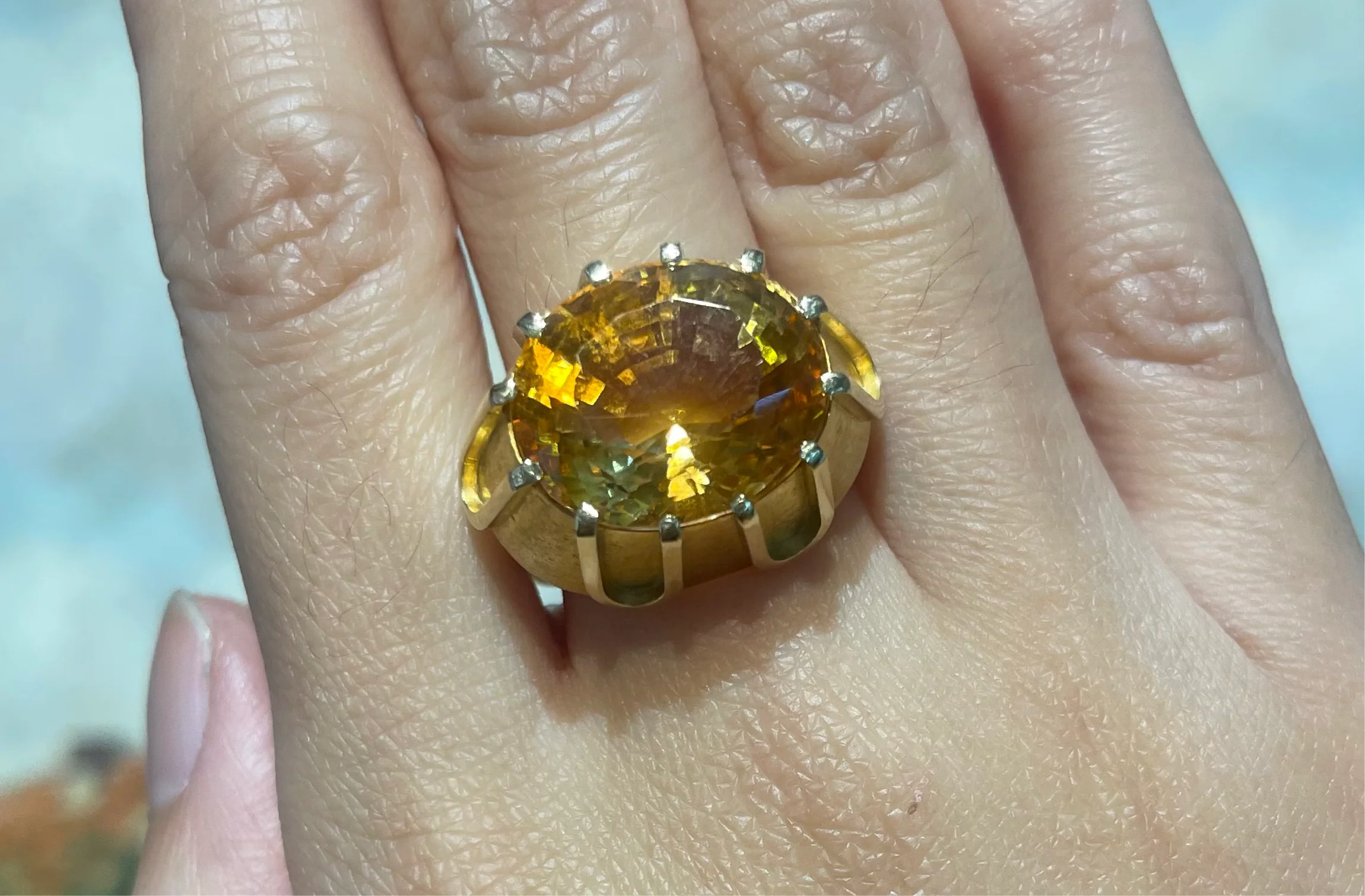 Large vintage citrine ring in 14 carat gold - Image 7
