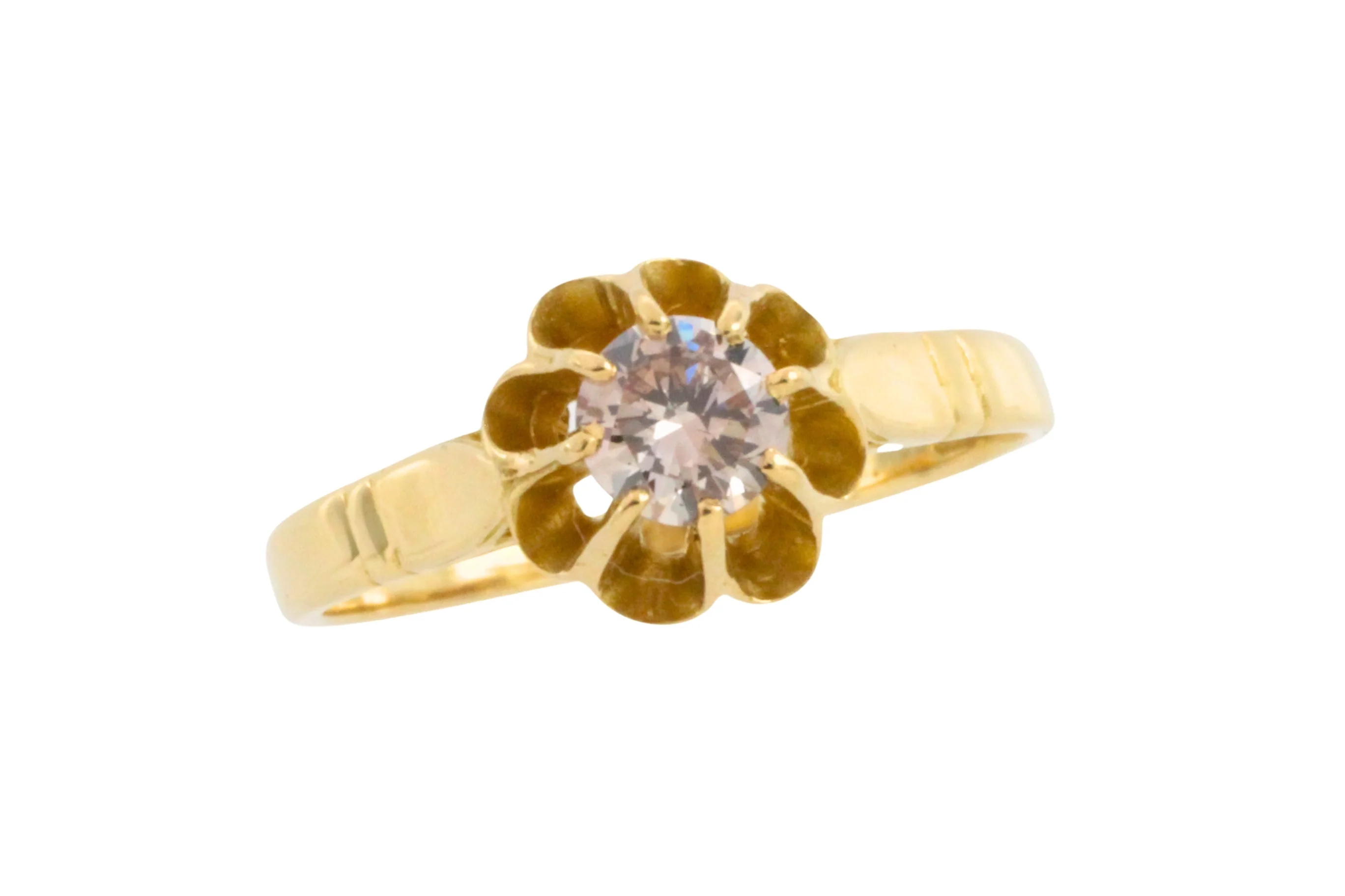 Light brown diamond solitaire ring in 20 carat gold