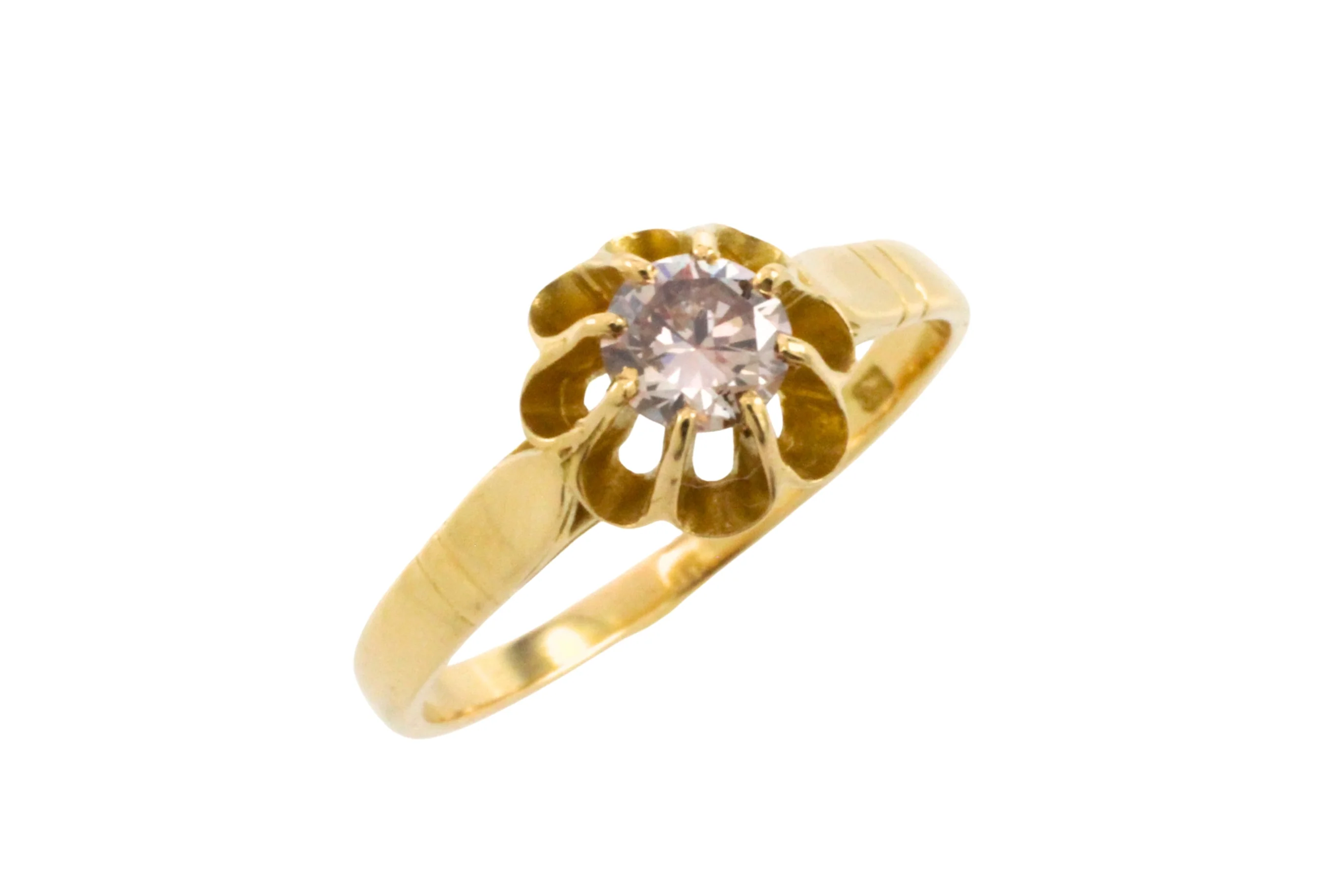 Light brown diamond solitaire ring in 20 carat gold - Image 2