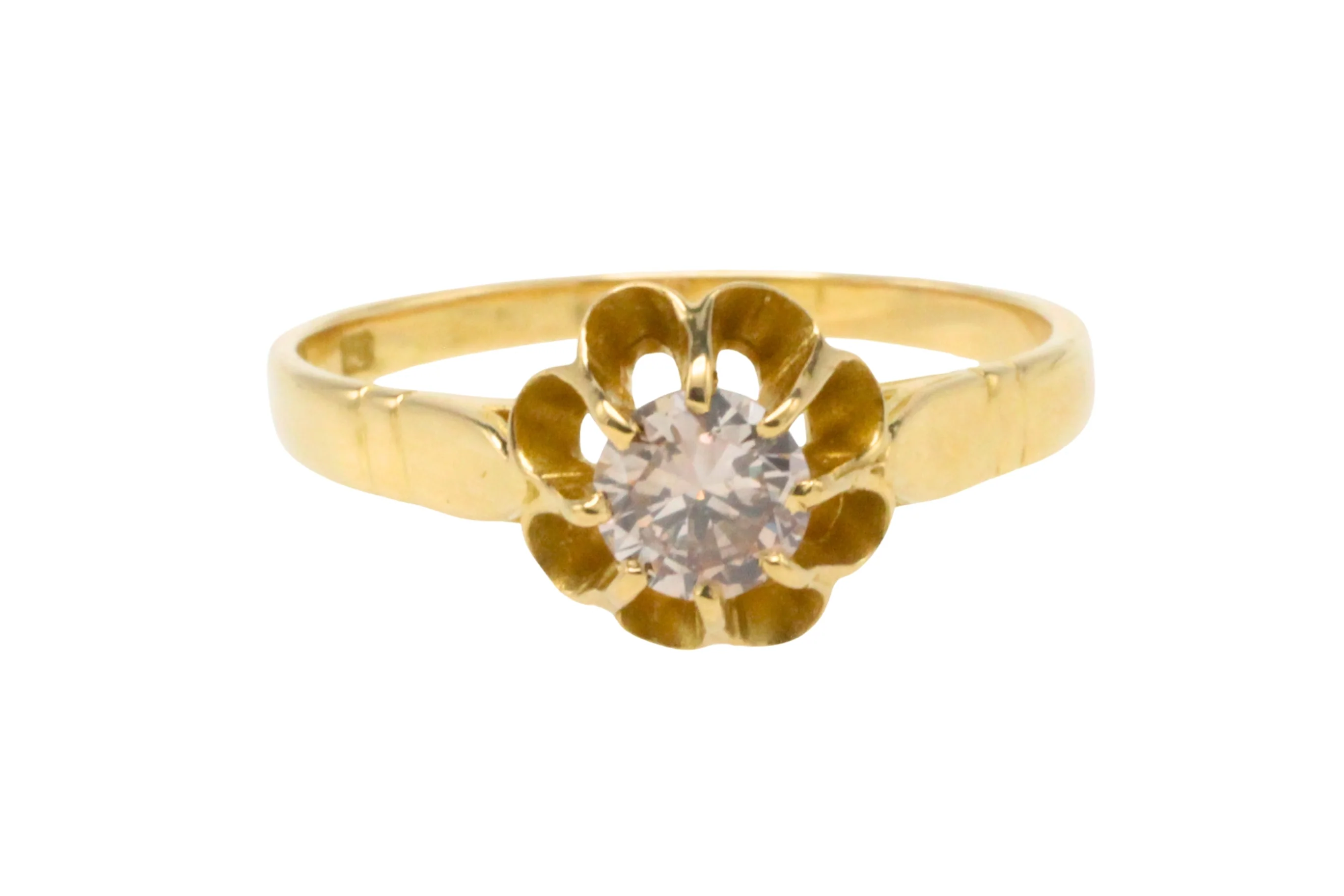 Light brown diamond solitaire ring in 20 carat gold - Image 3