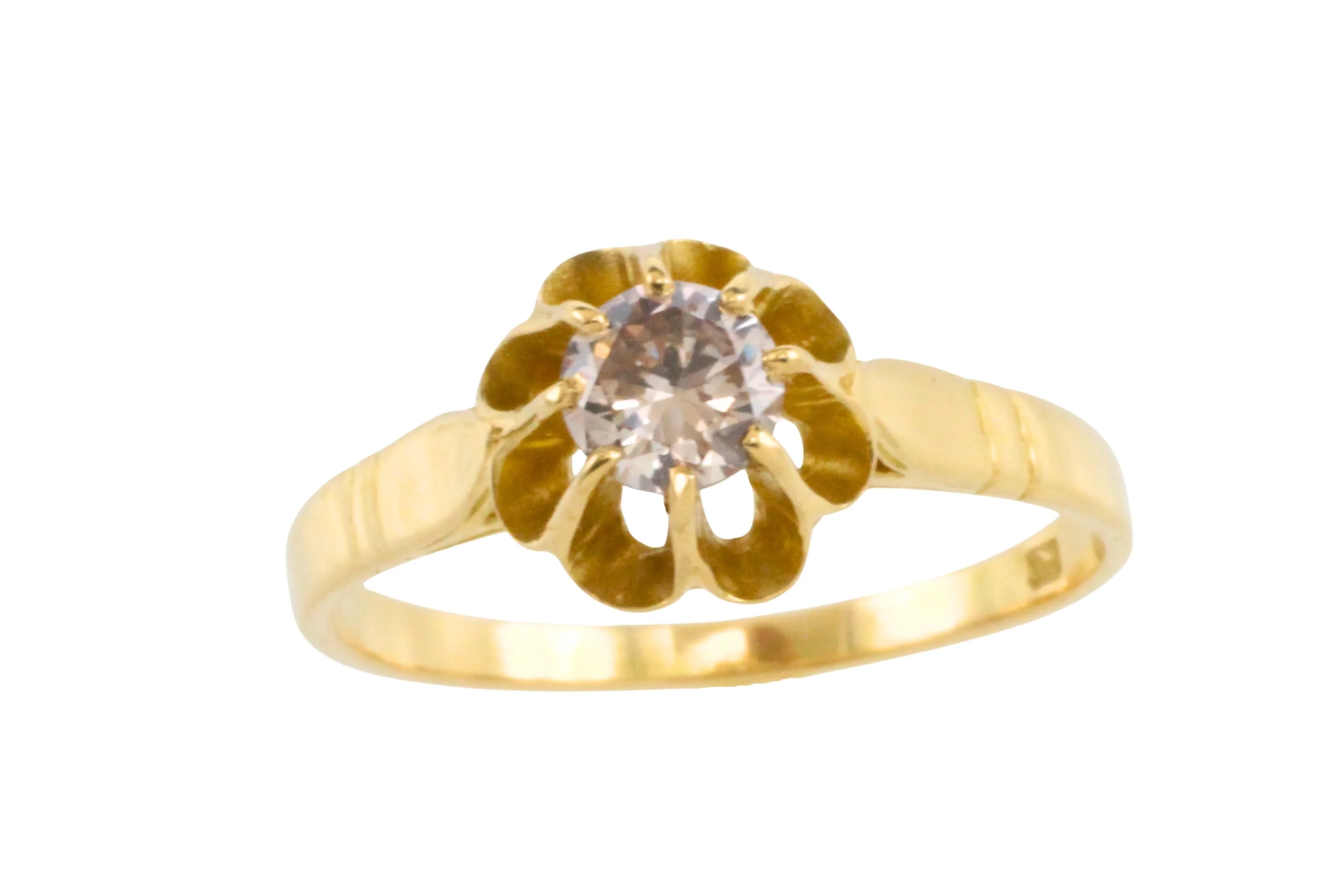 Light brown diamond solitaire ring in 20 carat gold - Image 4