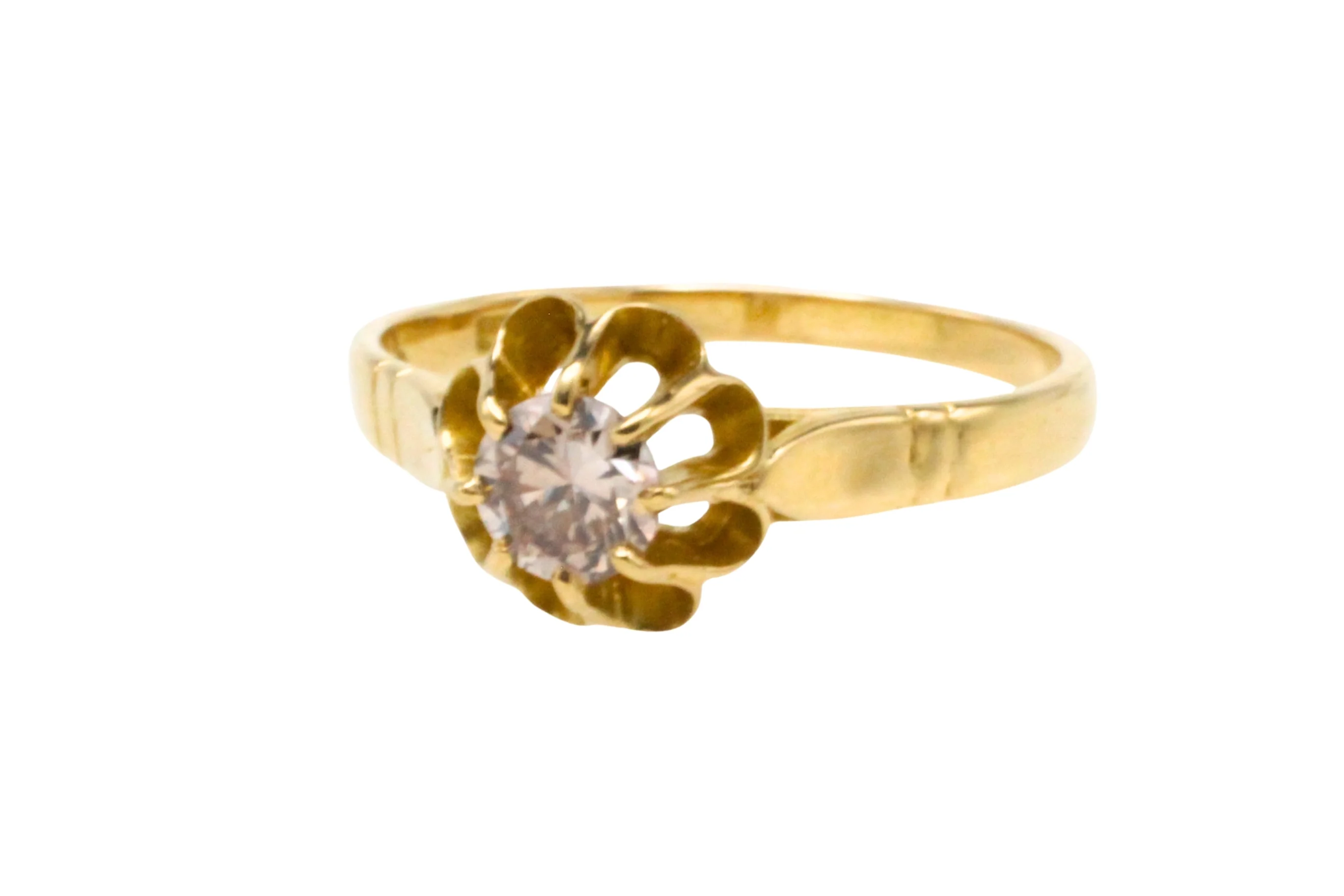 Light brown diamond solitaire ring in 20 carat gold - Image 5