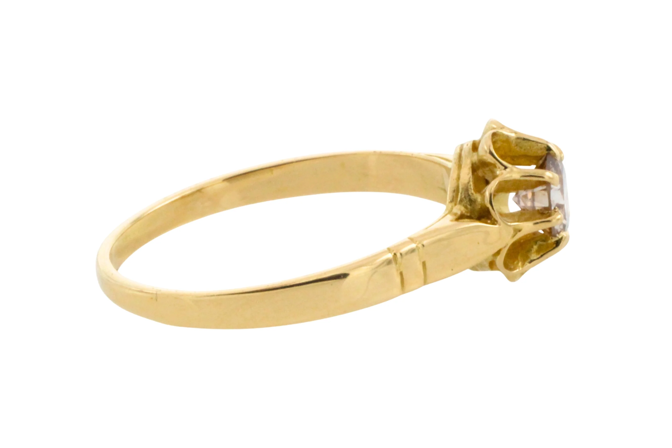 Light brown diamond solitaire ring in 20 carat gold - Image 6