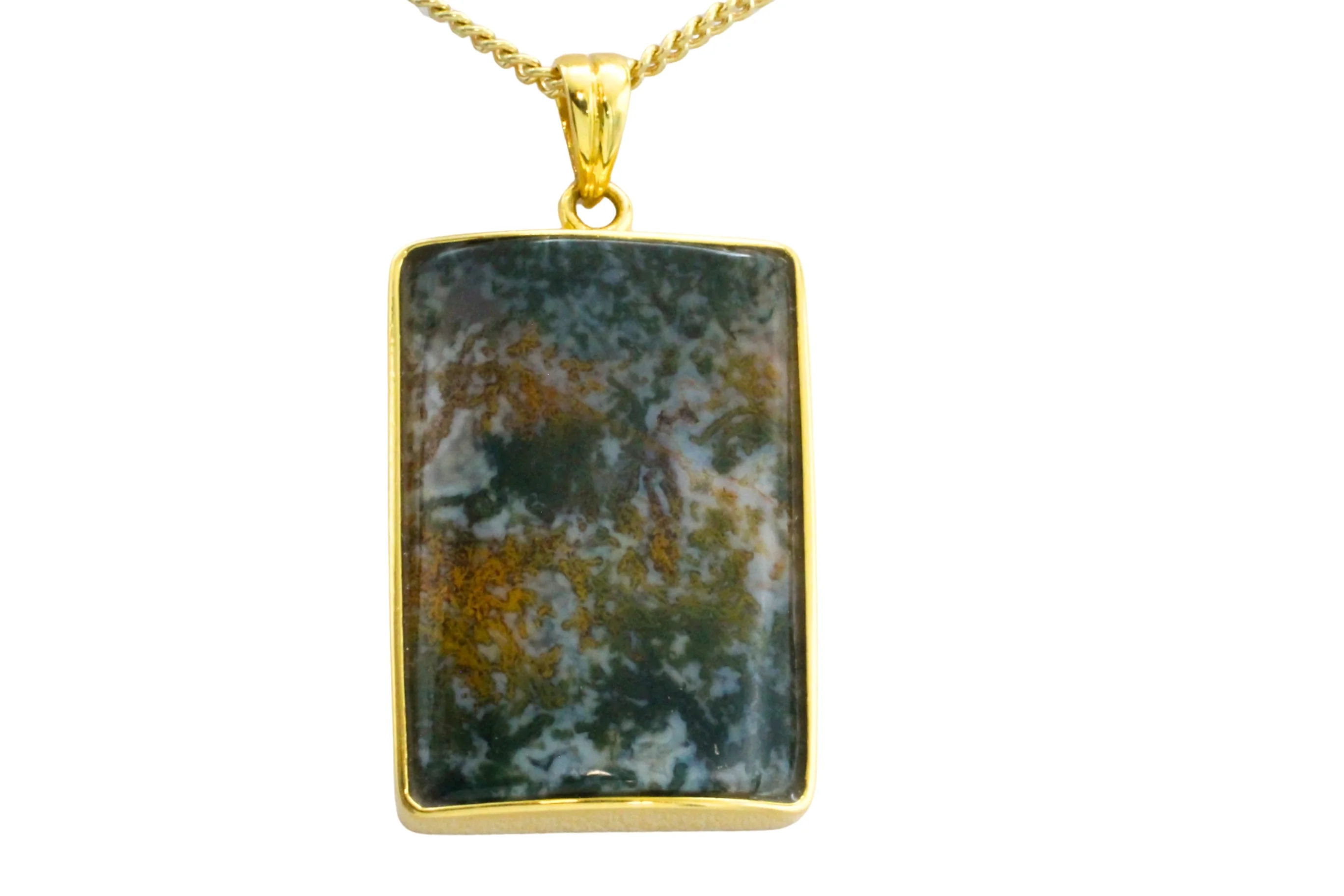 Moss agate pendant in 18 carat gold - Image 3