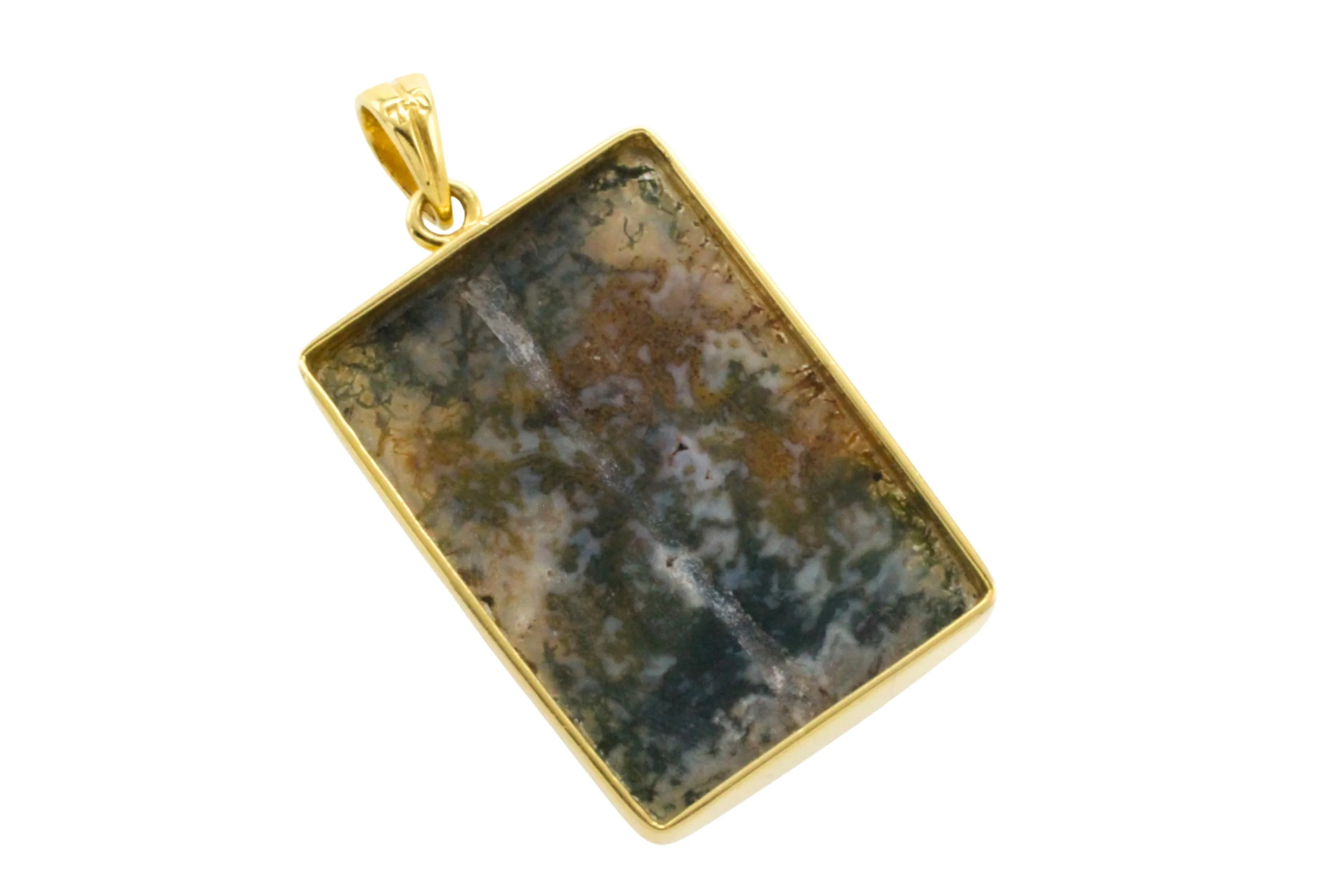 Moss agate pendant in 18 carat gold - Image 4