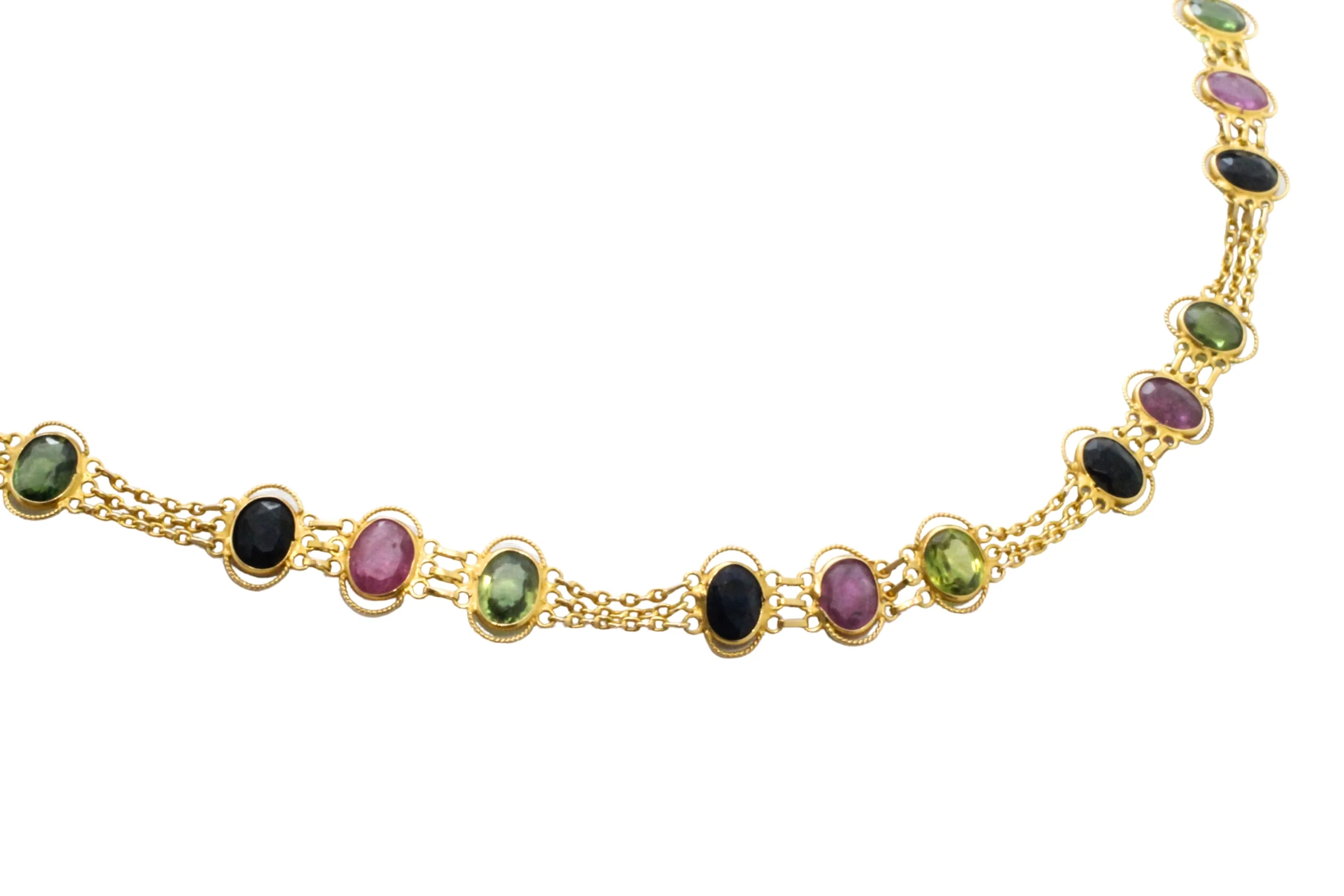 Multi gem collier in 18 carat gold