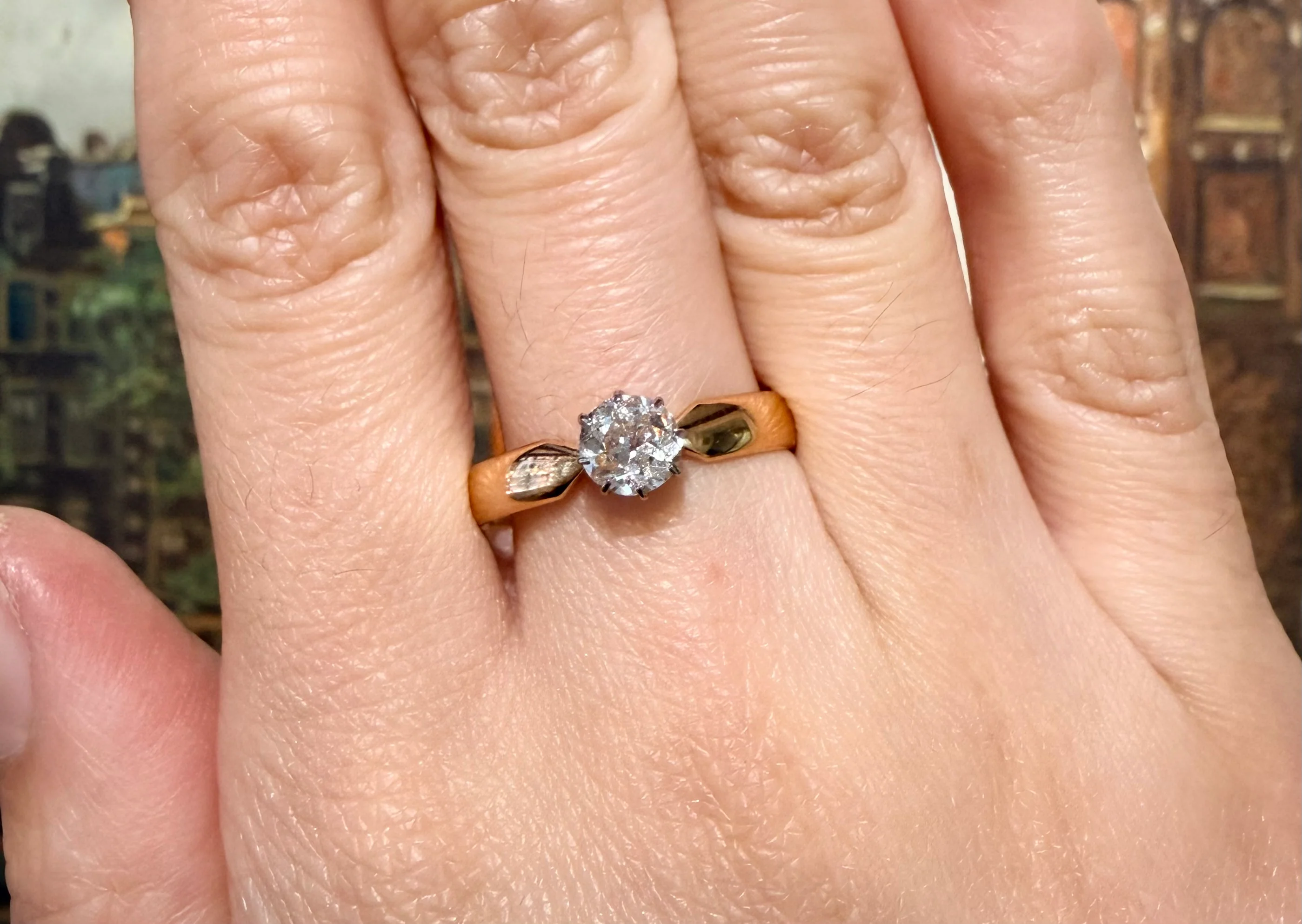 Old cut diamond solitaire ring - Image 6