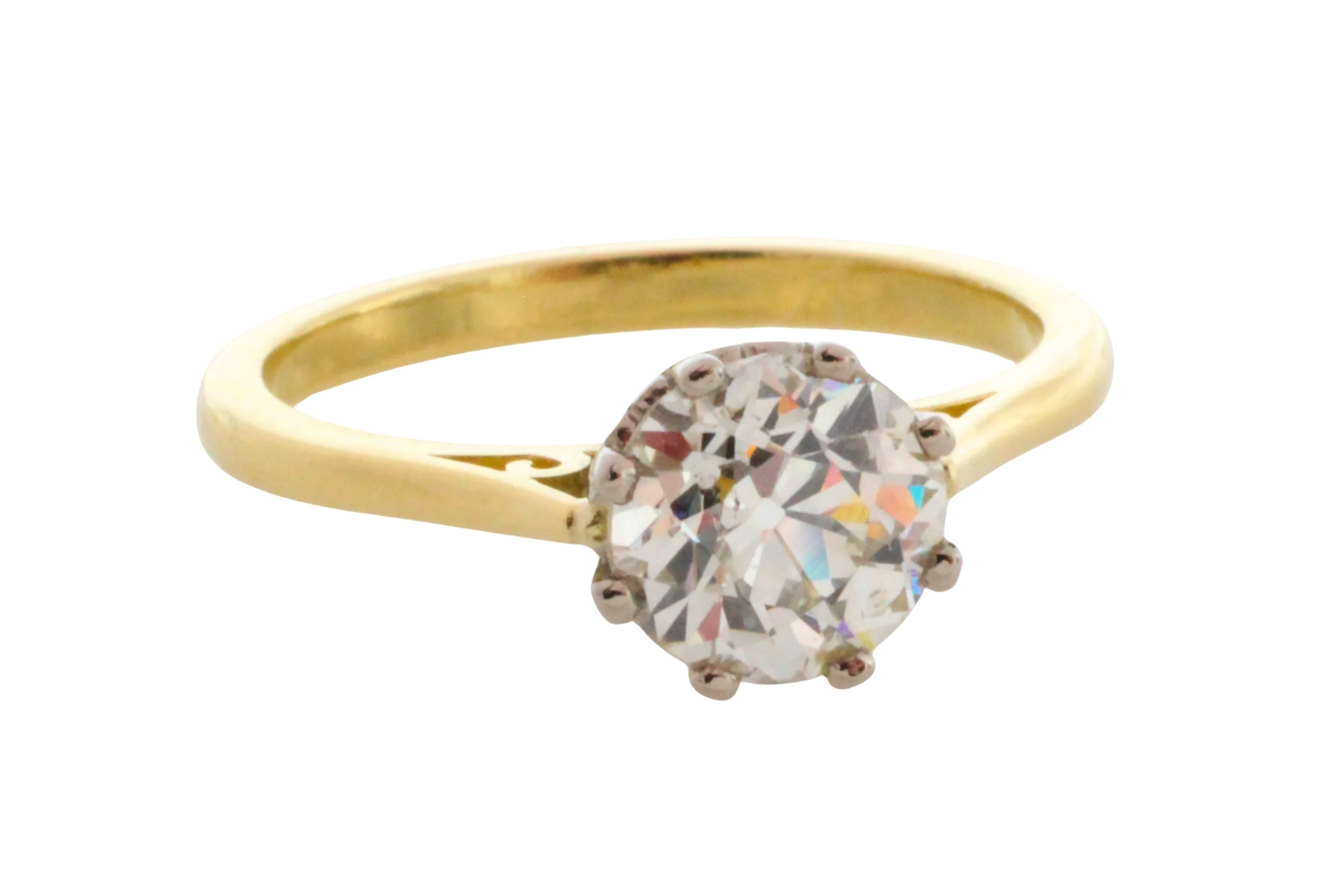 Old European cut diamond solitaire ring - Image 5