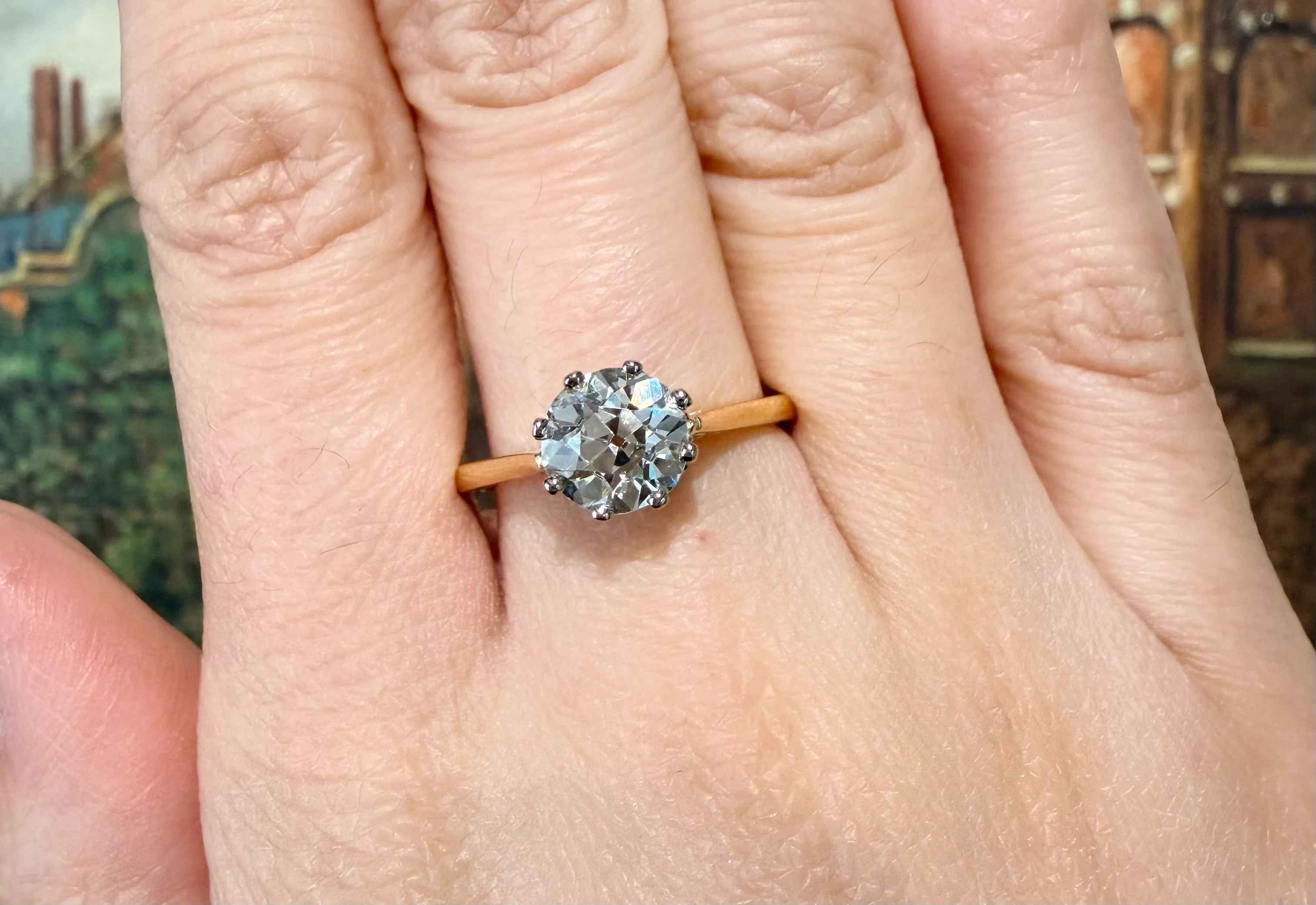 Old European cut diamond solitaire ring - Image 8