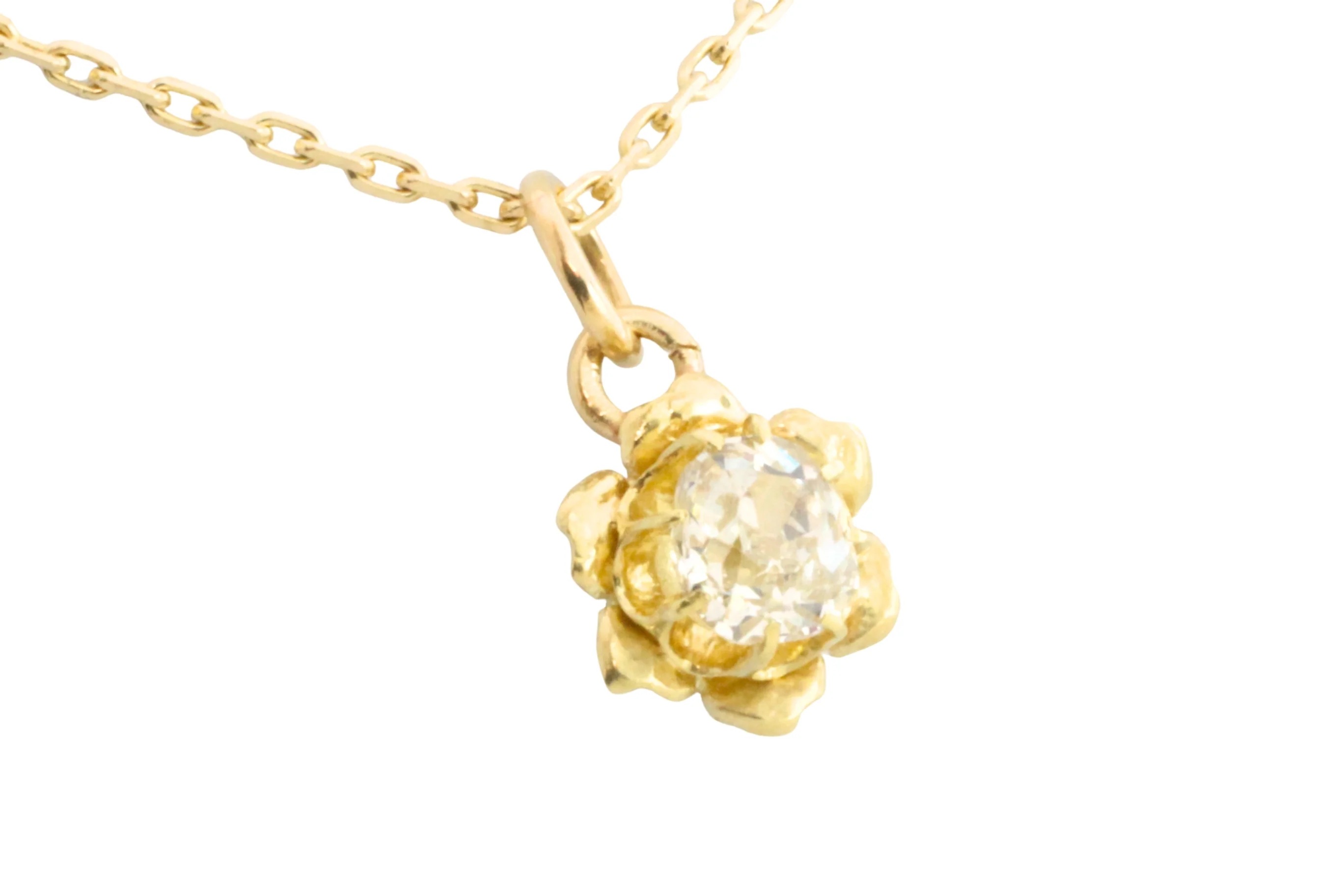 Old mine cut diamond pendant in 14 carat gold - Image 3