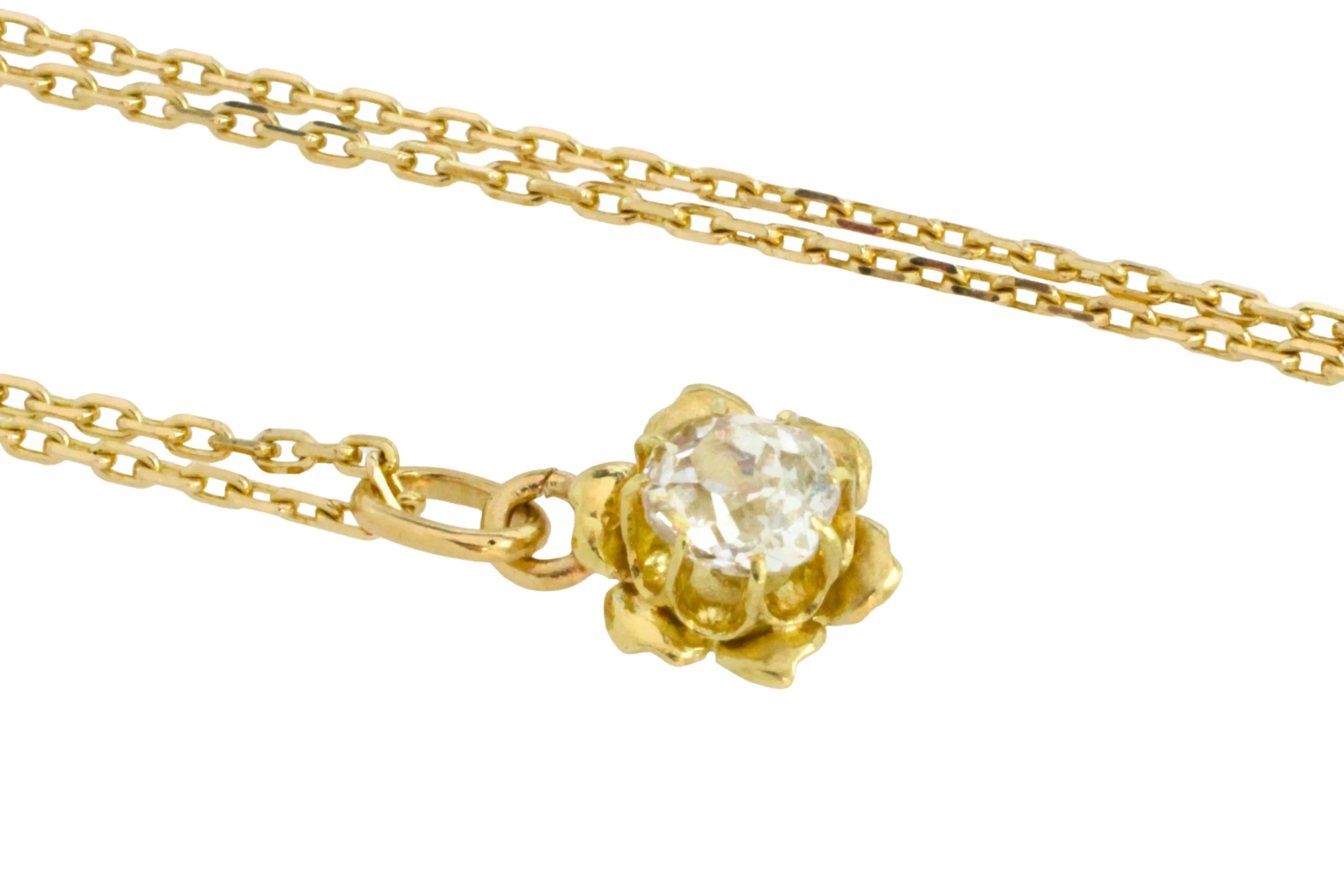Old mine cut diamond pendant in 14 carat gold - Image 4