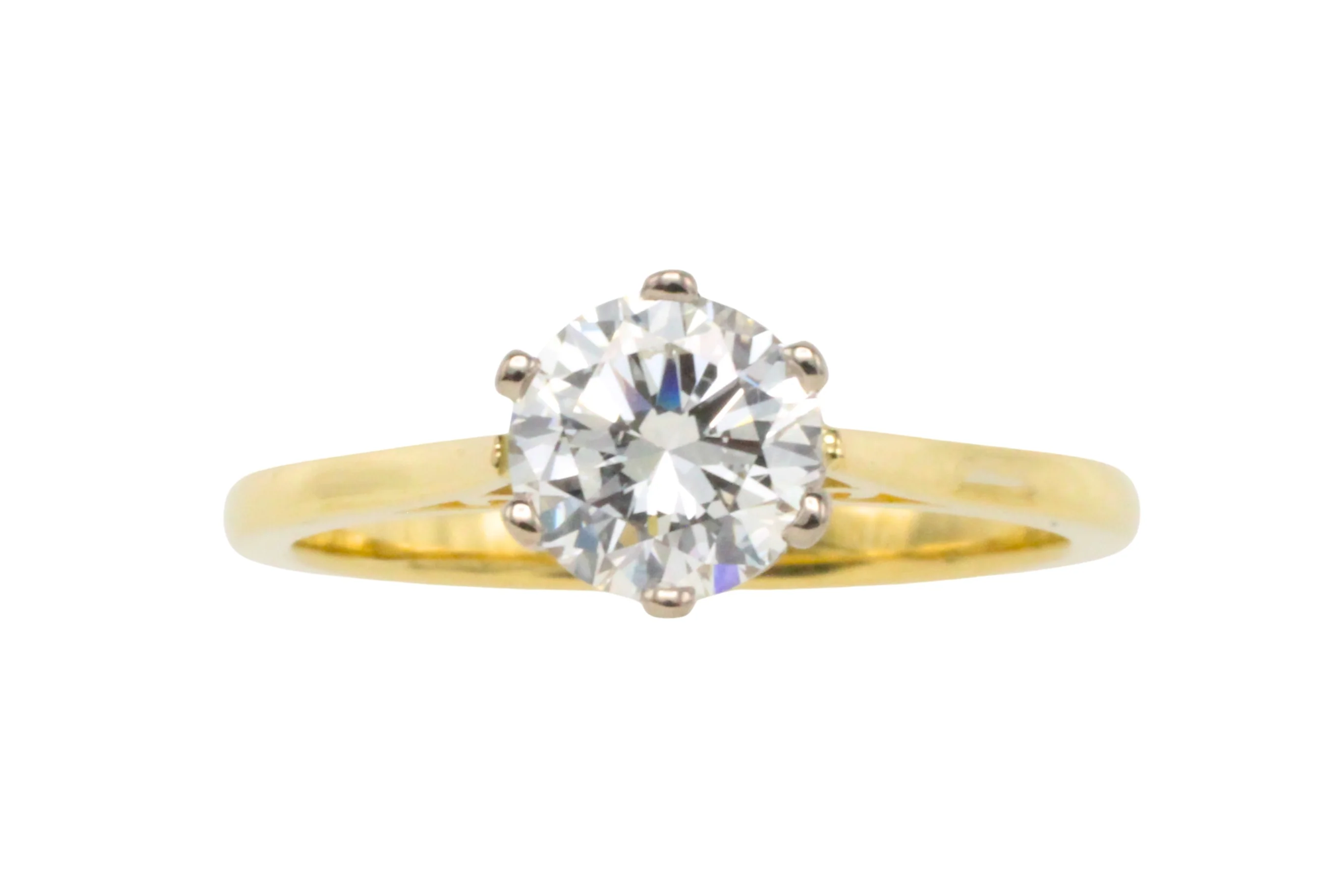One carat diamond solitaire ring in 18 carat gold