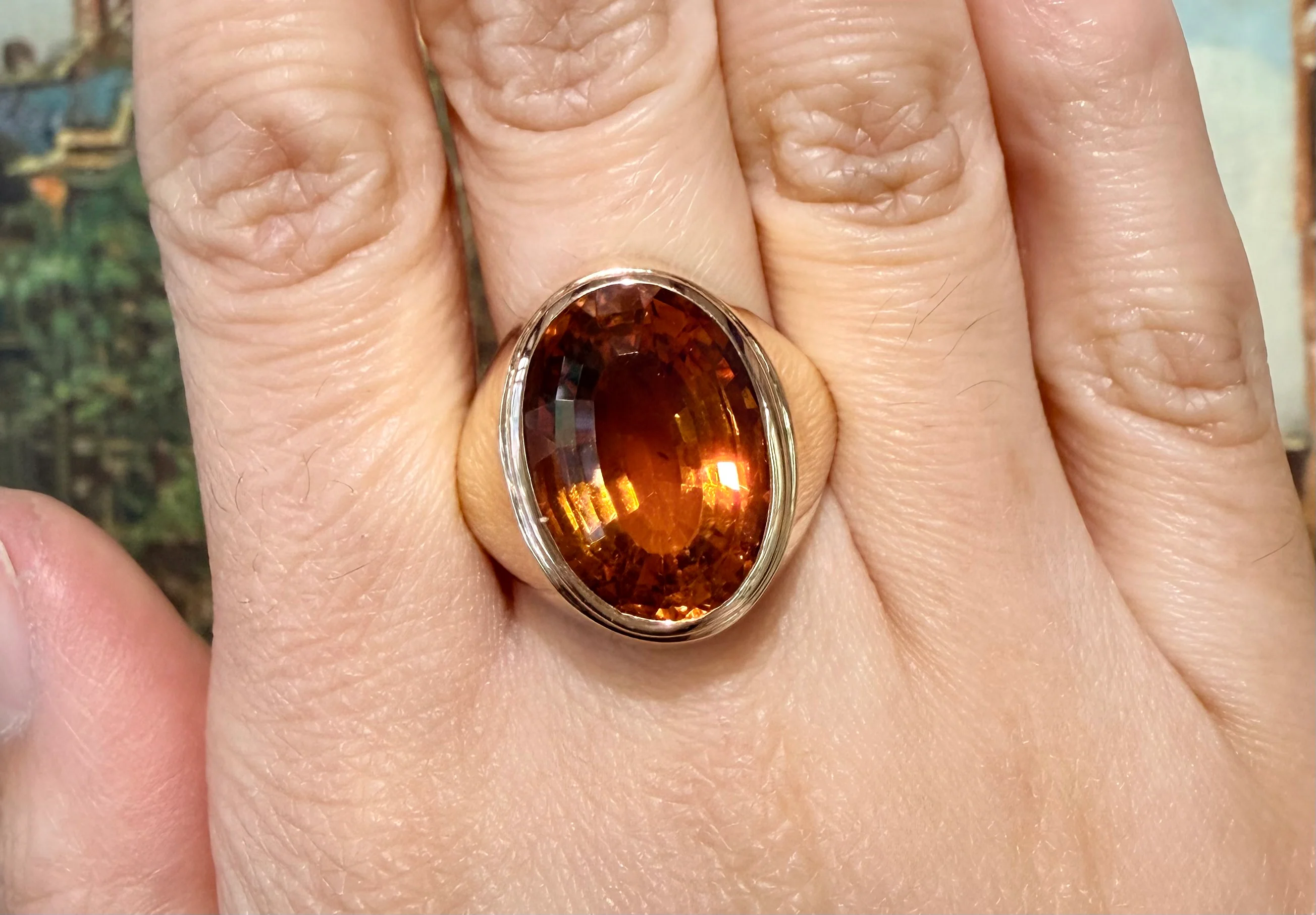 Oval Citrine ring in 14 carat gold - Image 6