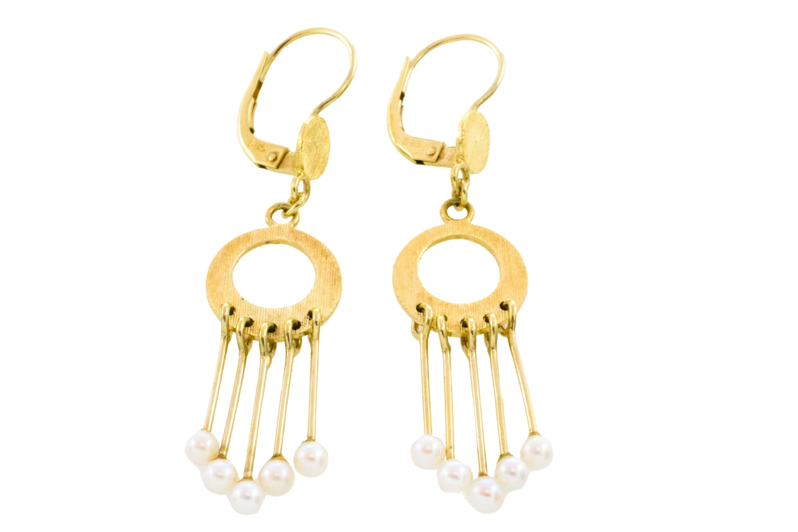 Pearl pendant earrings in 14 carat gold - Image 2