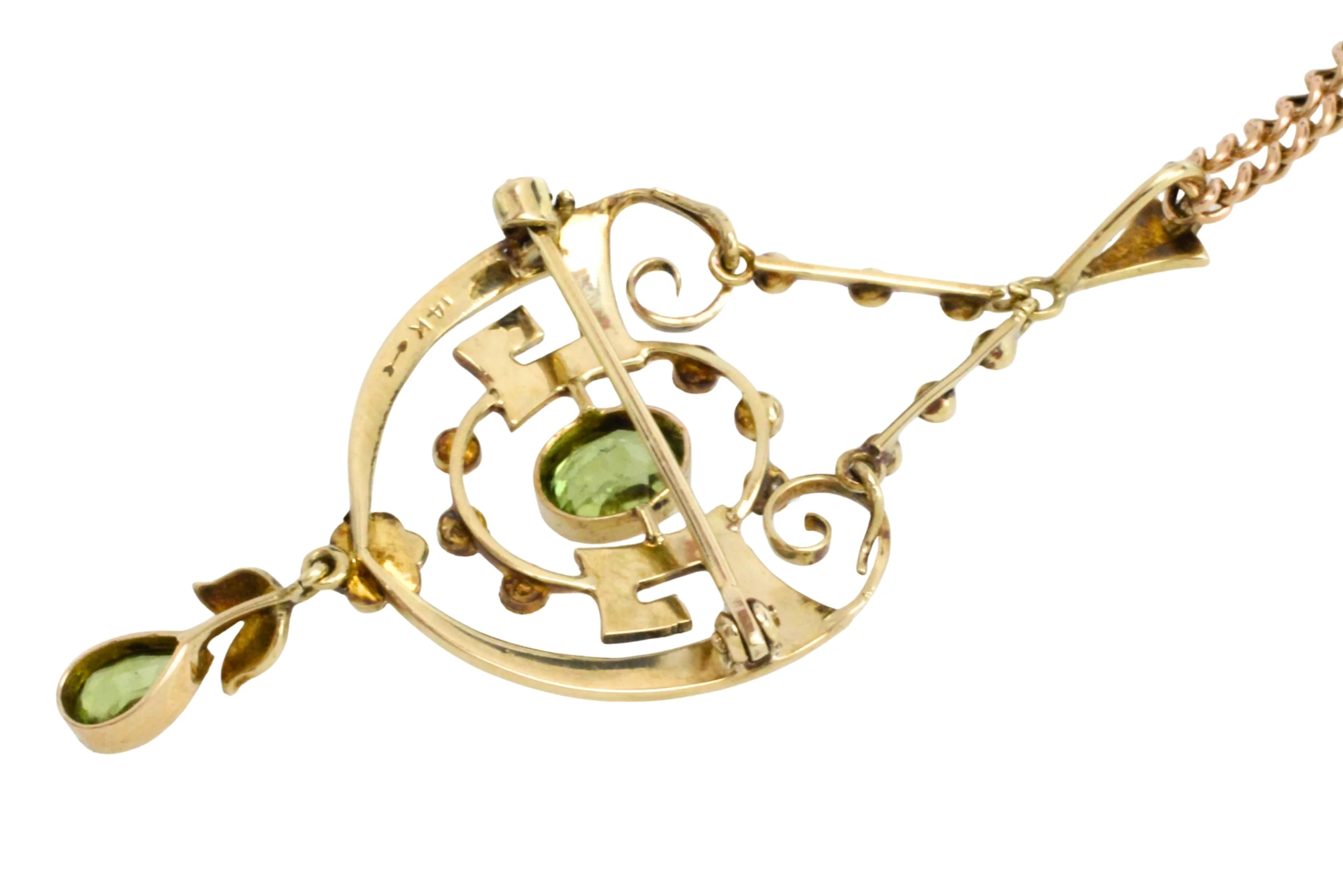 Peridot and pearl pendant and chain - Image 4