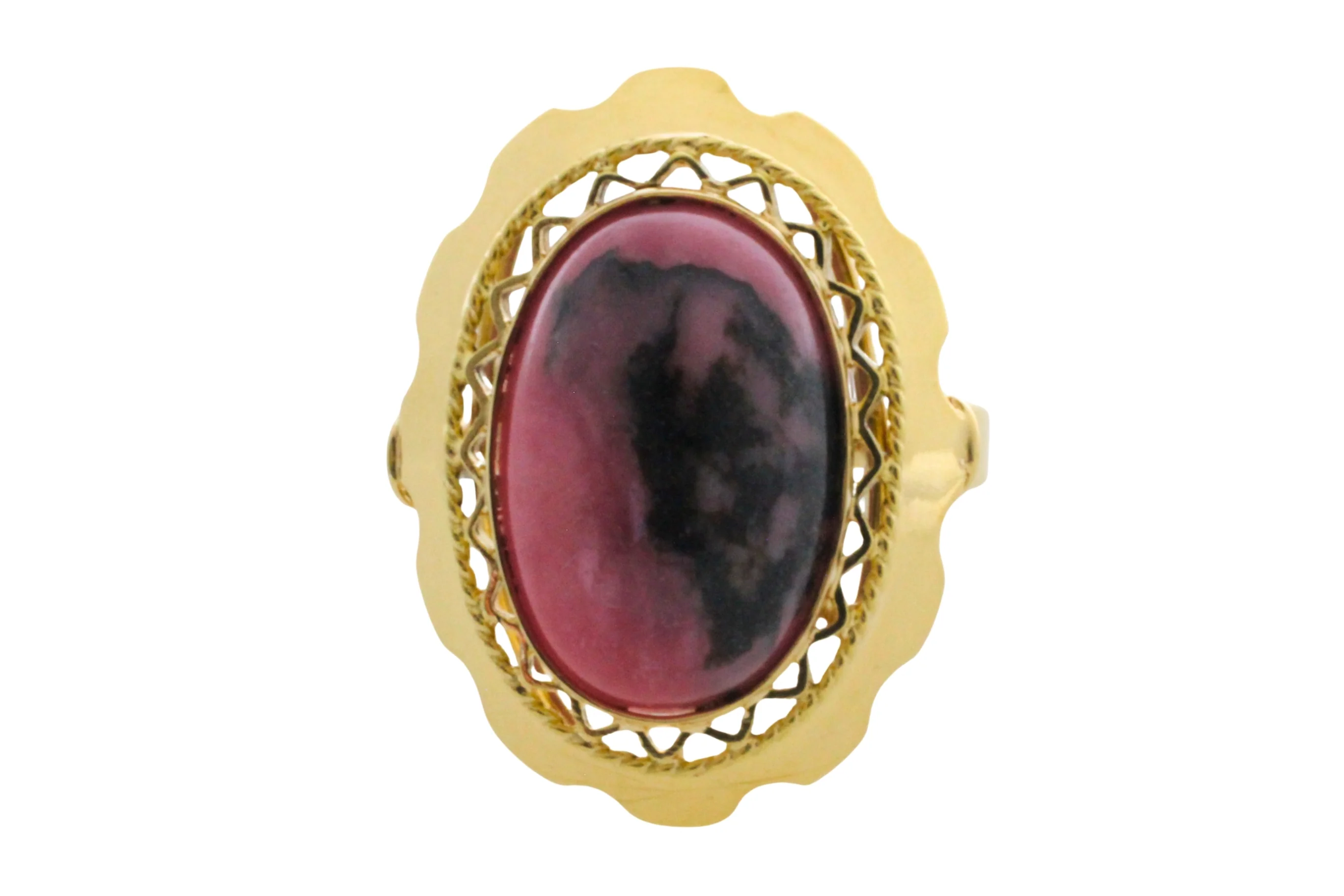 Rhodochrosite ring in 14 carat gold - Image 2