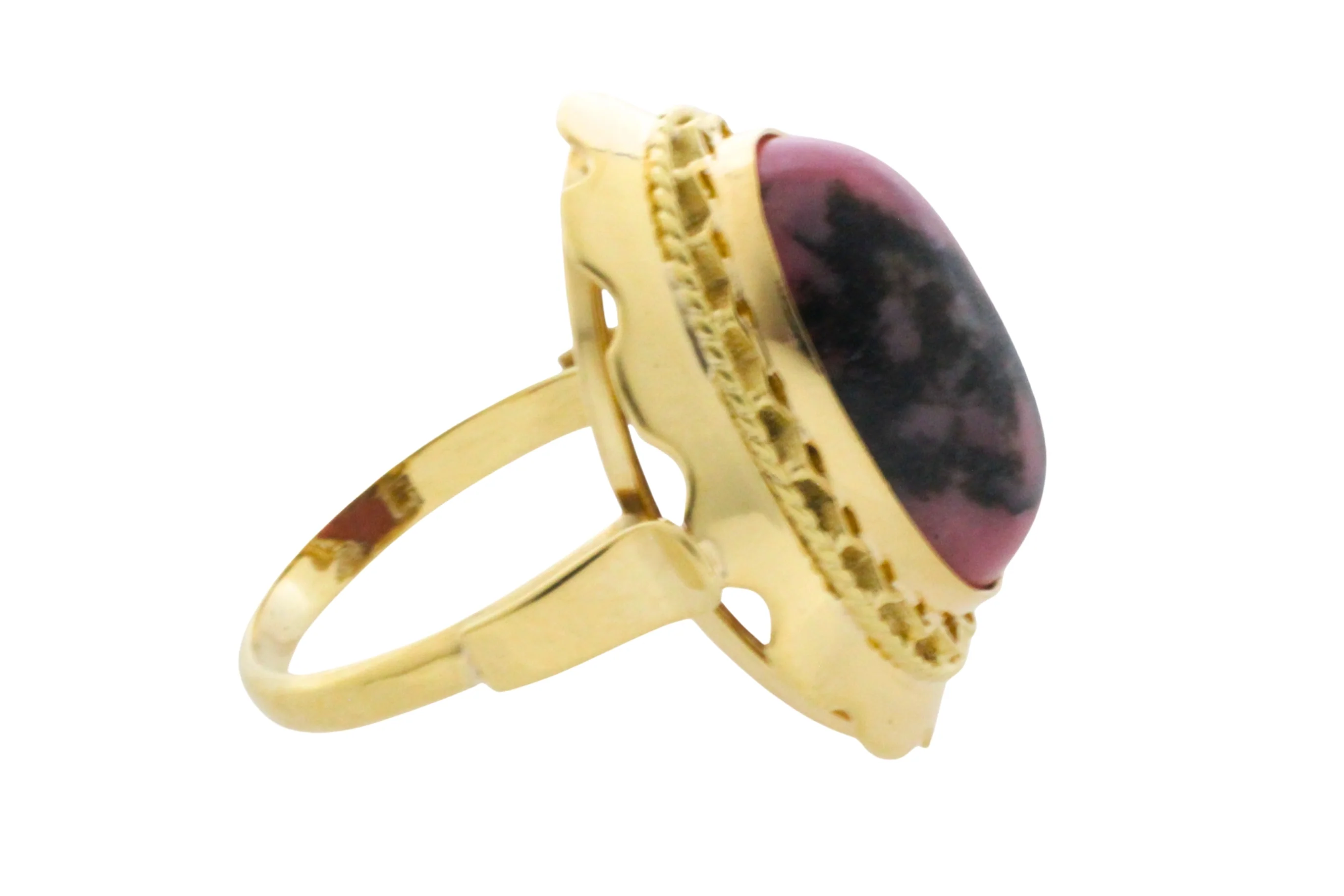 Rhodochrosite ring in 14 carat gold - Image 3