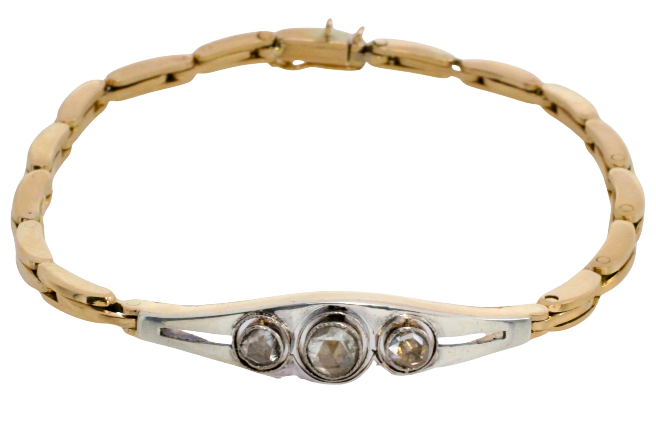 Rose diamond bracelet in 14 carat gold and silver - Image 2