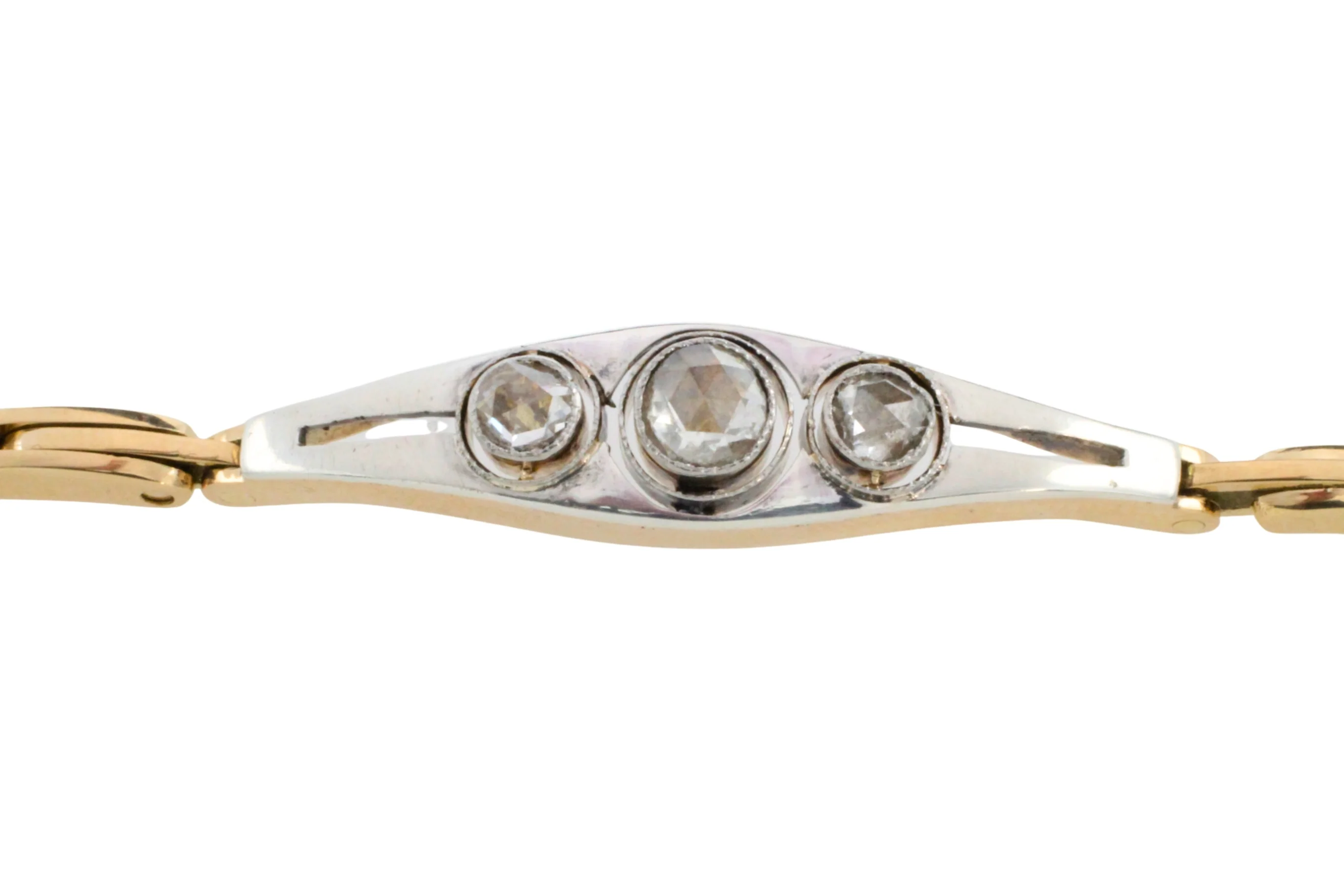 Rose diamond bracelet in 14 carat gold and silver - Image 5