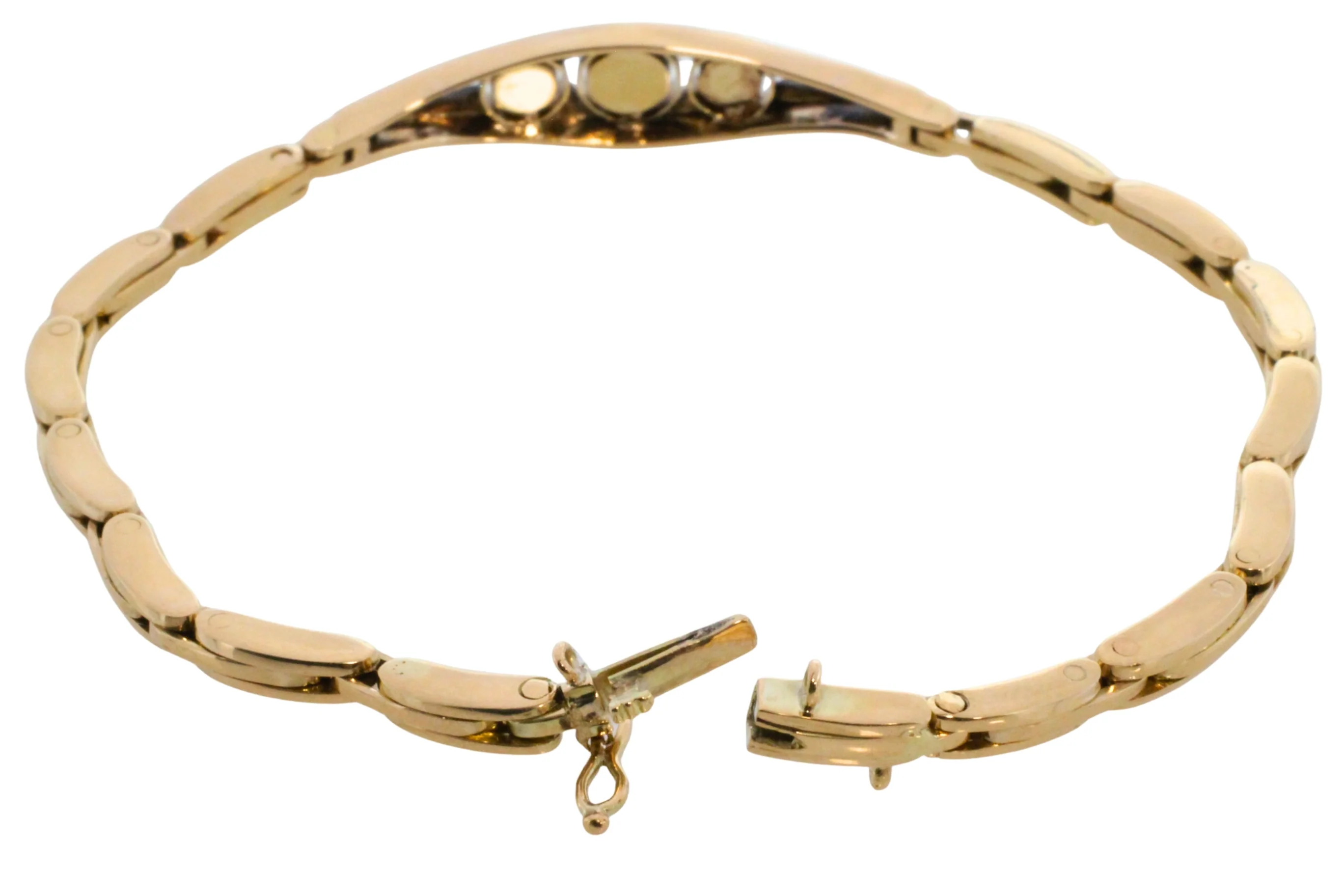 Rose diamond bracelet in 14 carat gold and silver - Image 6