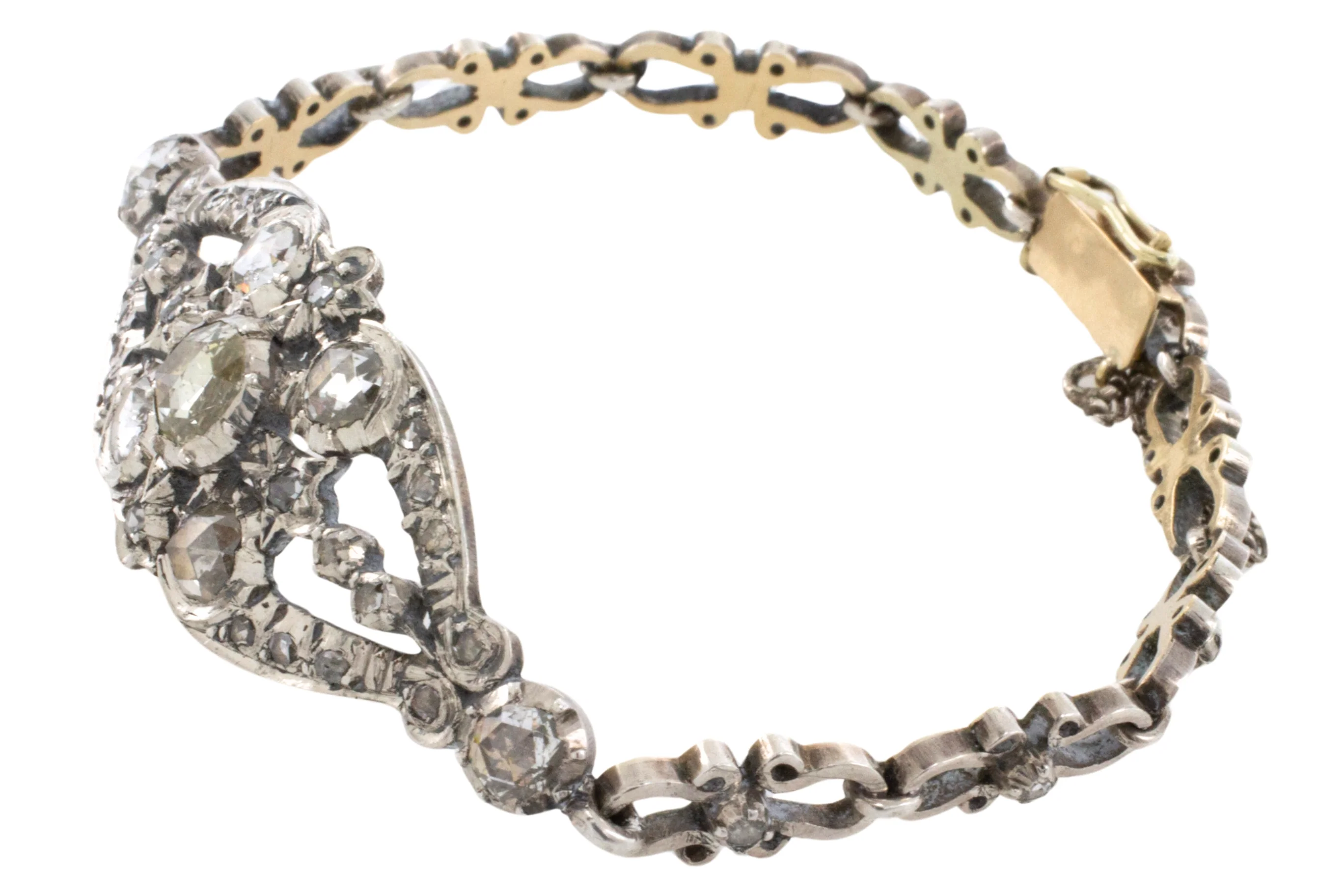 Rose diamond bracelet in silver and 14 carat gold - Image 4