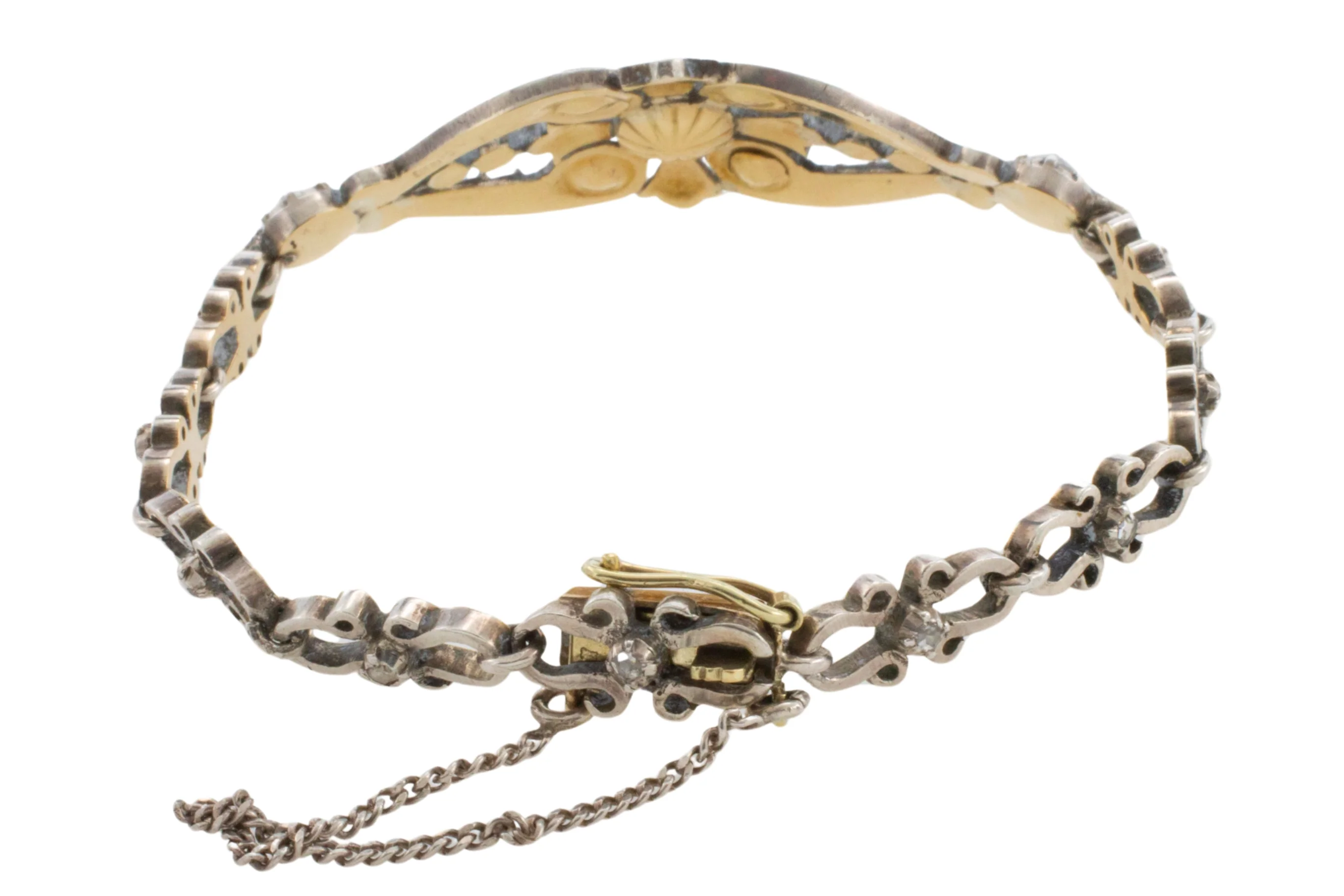 Rose diamond bracelet in silver and 14 carat gold - Image 6