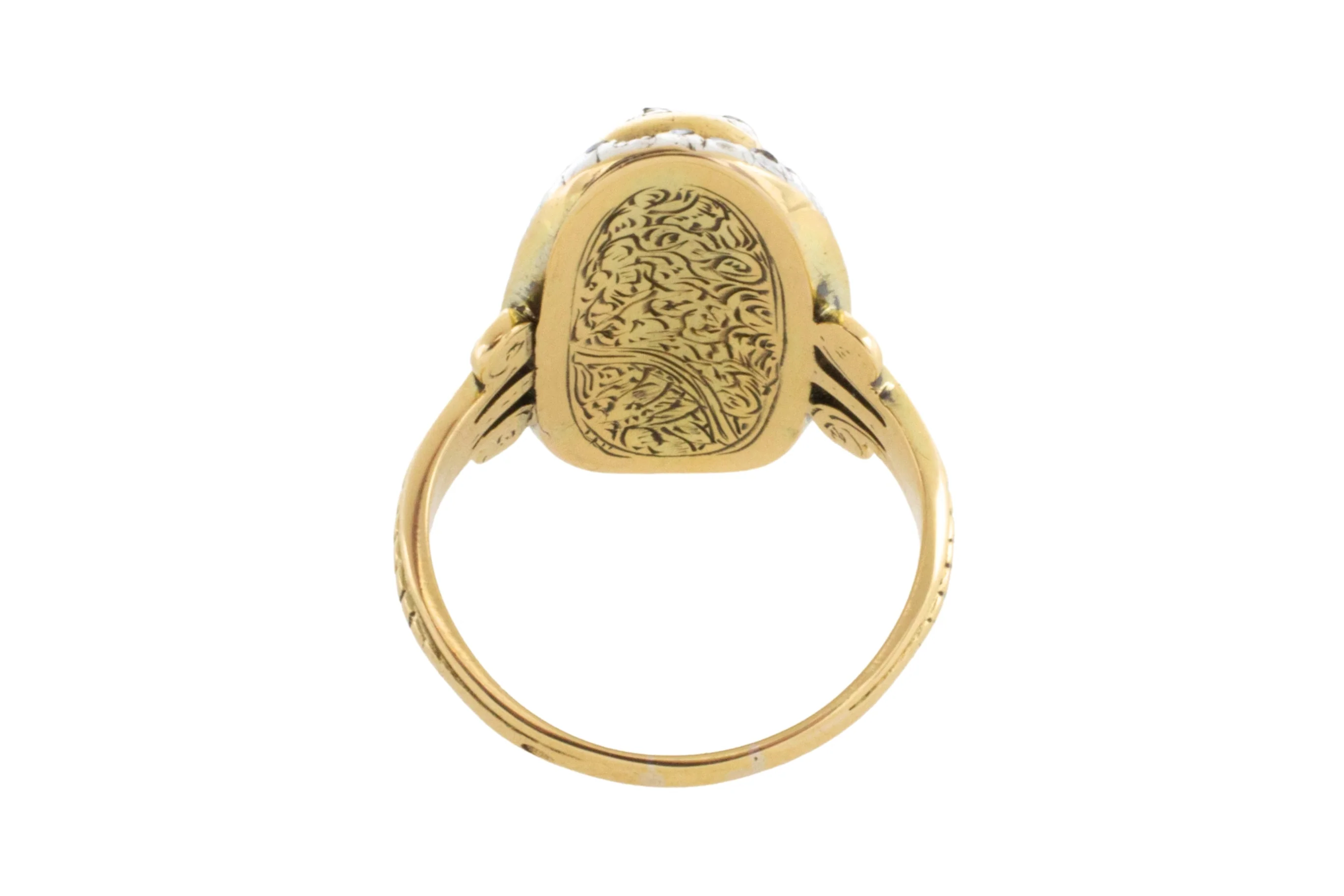 Rose diamond cobolt glass ring in gold and silver - Image 7