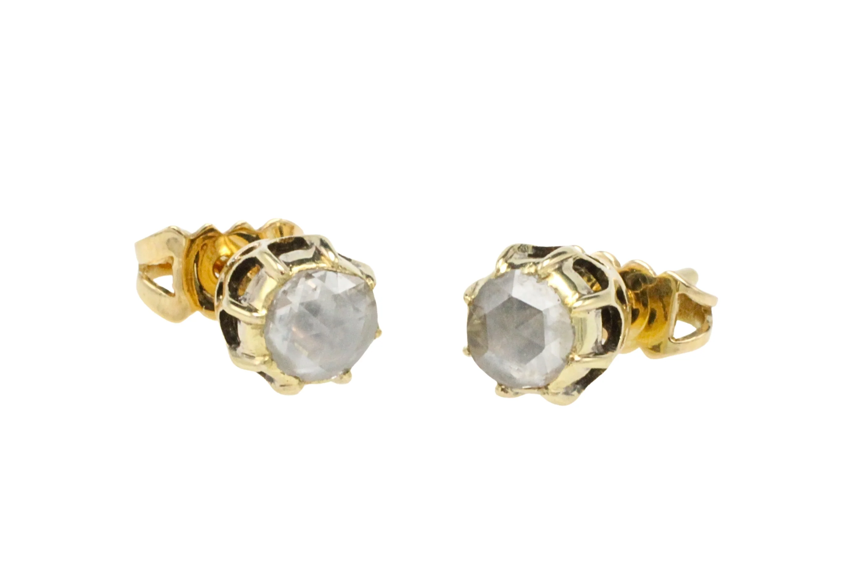 Rose diamond earrings in 14 carat gold
