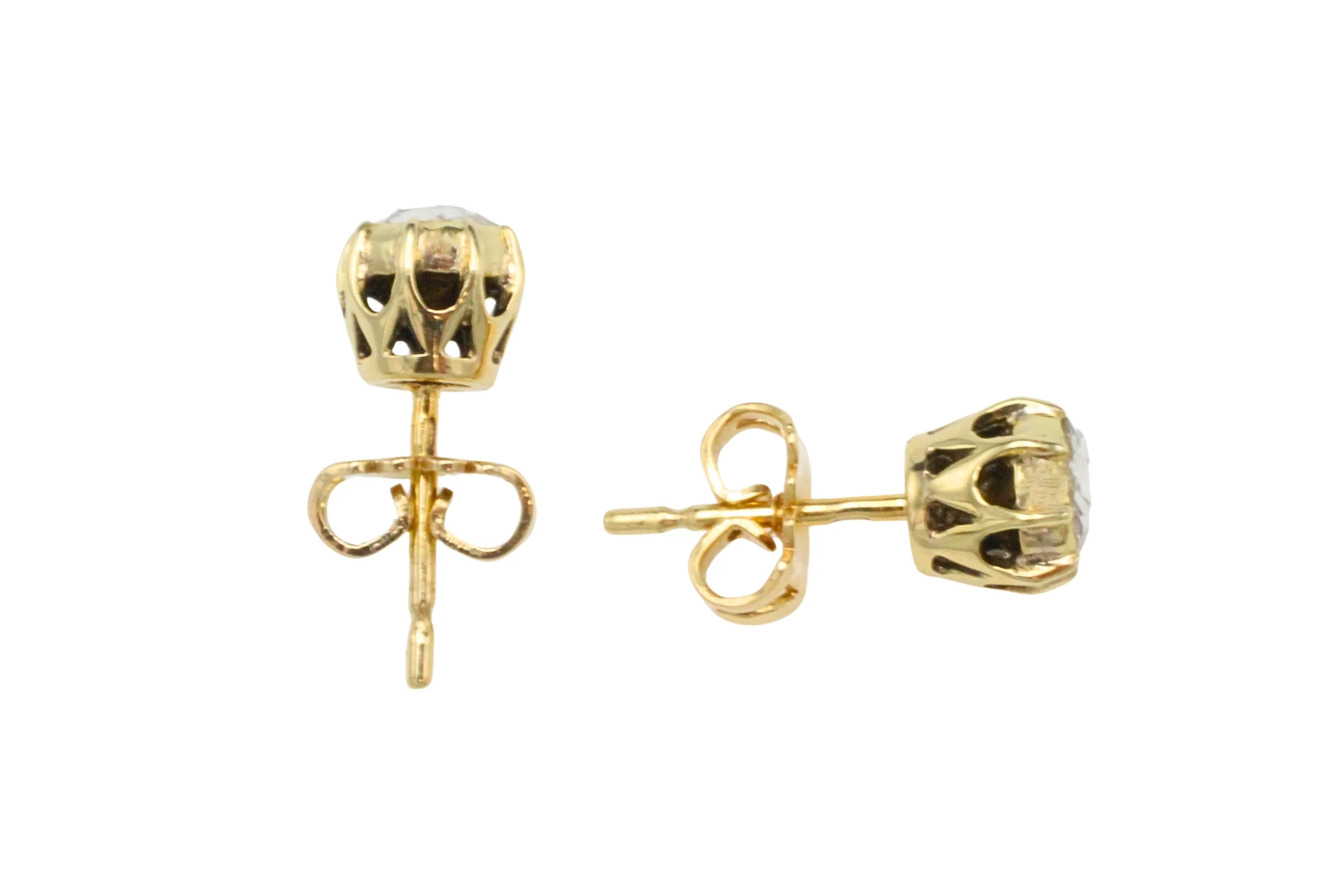 Rose diamond earrings in 14 carat gold - Image 3