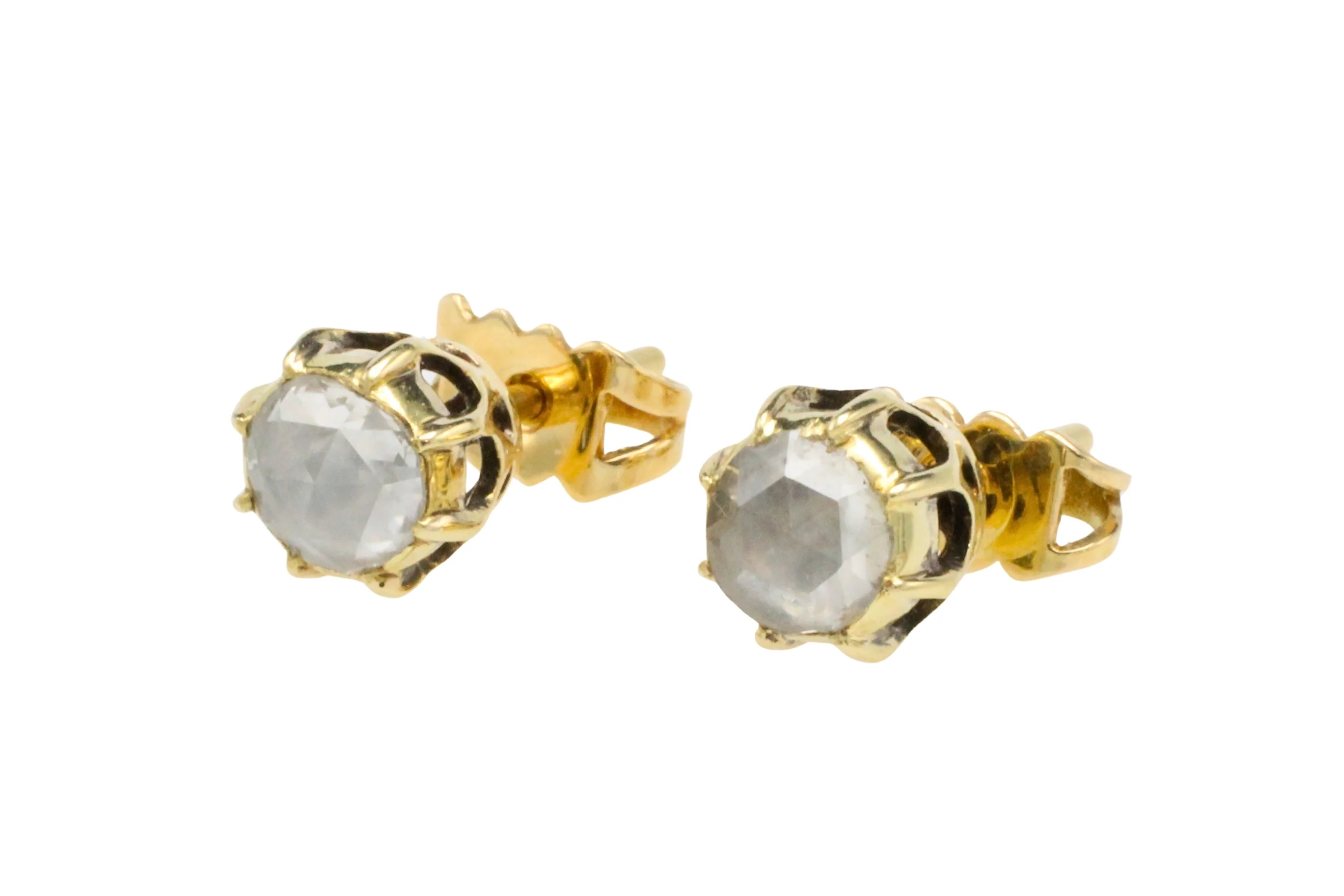 Rose diamond earrings in 14 carat gold - Image 4
