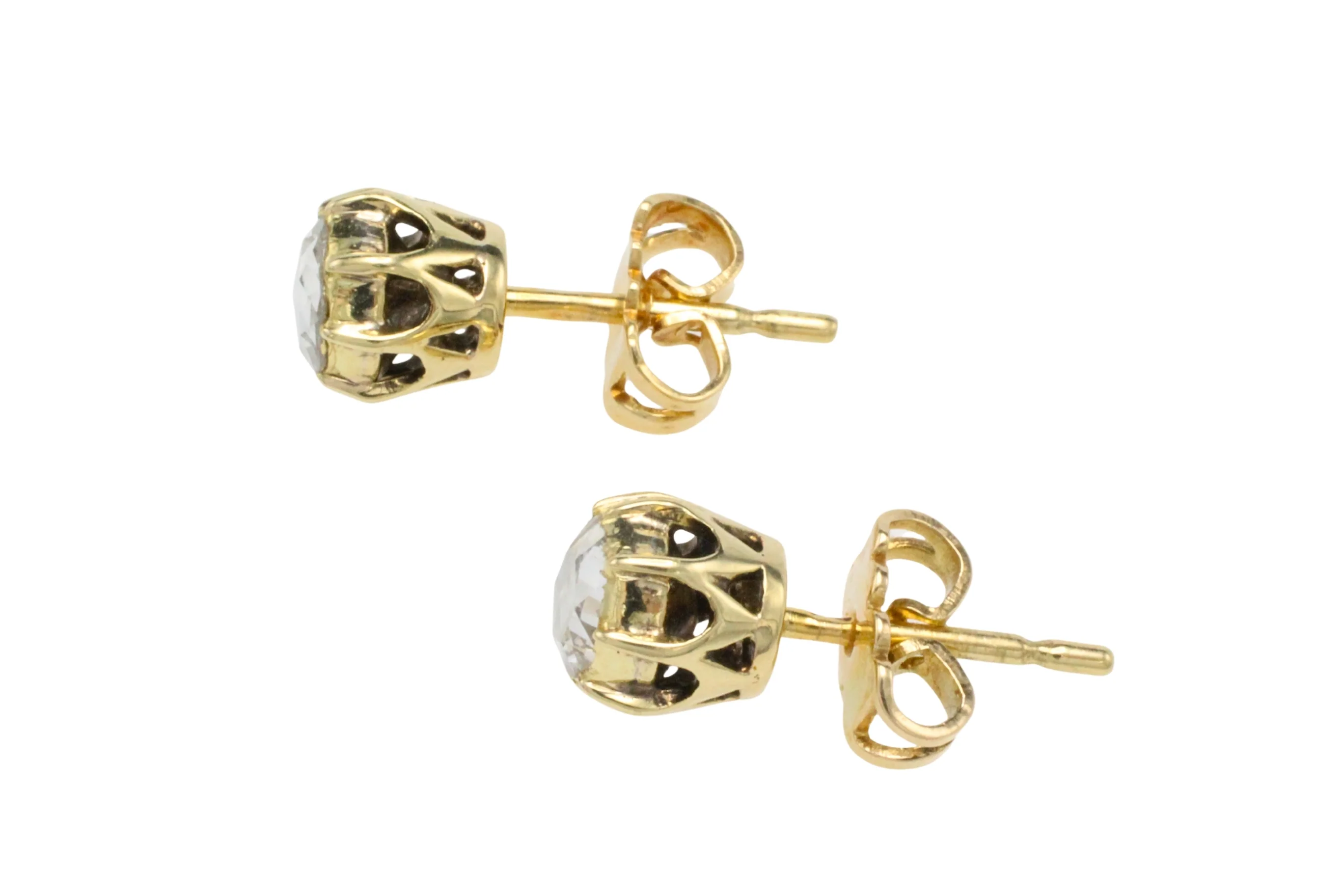 Rose diamond earrings in 14 carat gold - Image 5