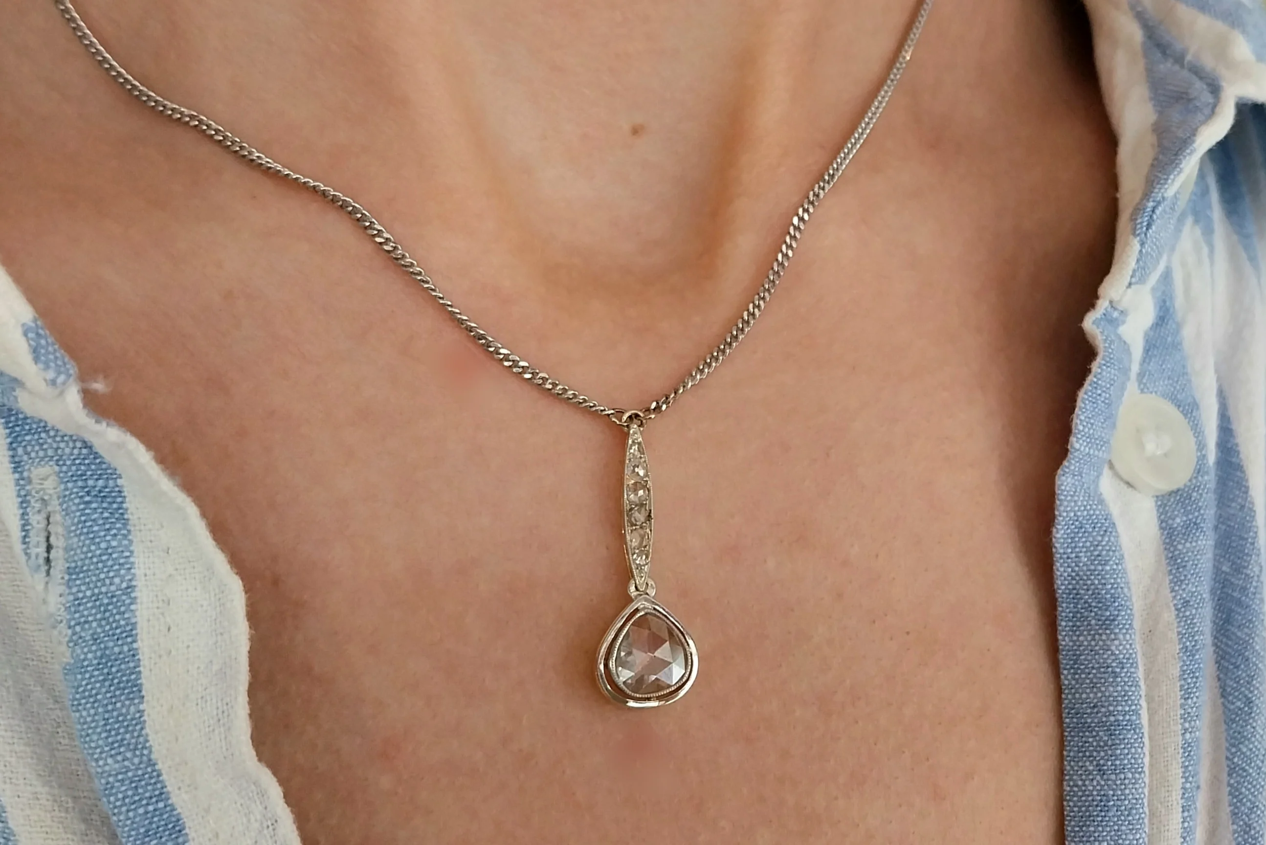 Rose diamond pendant in 18 carat gold - Image 5
