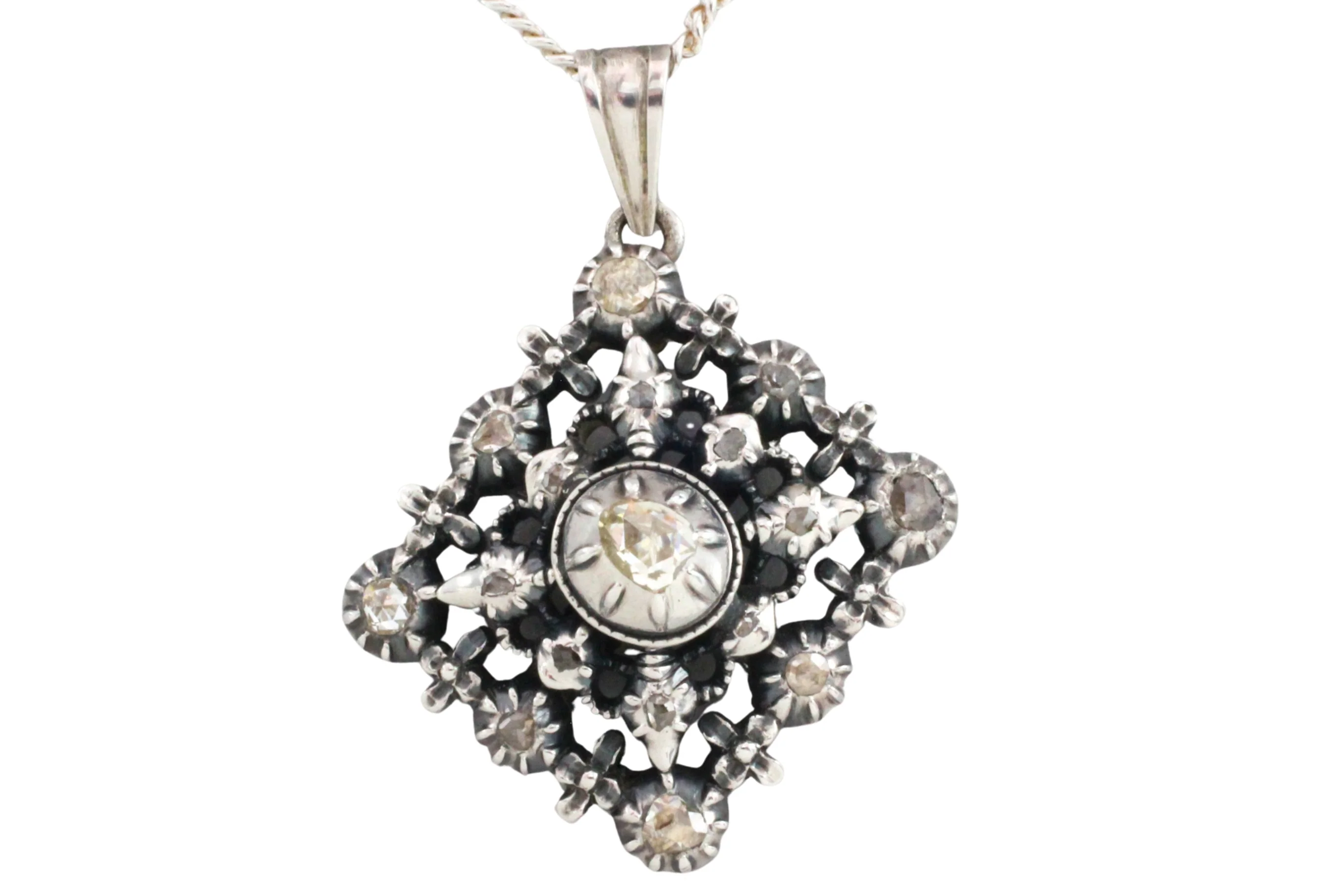 Rose diamond pendant in silver - Image 3
