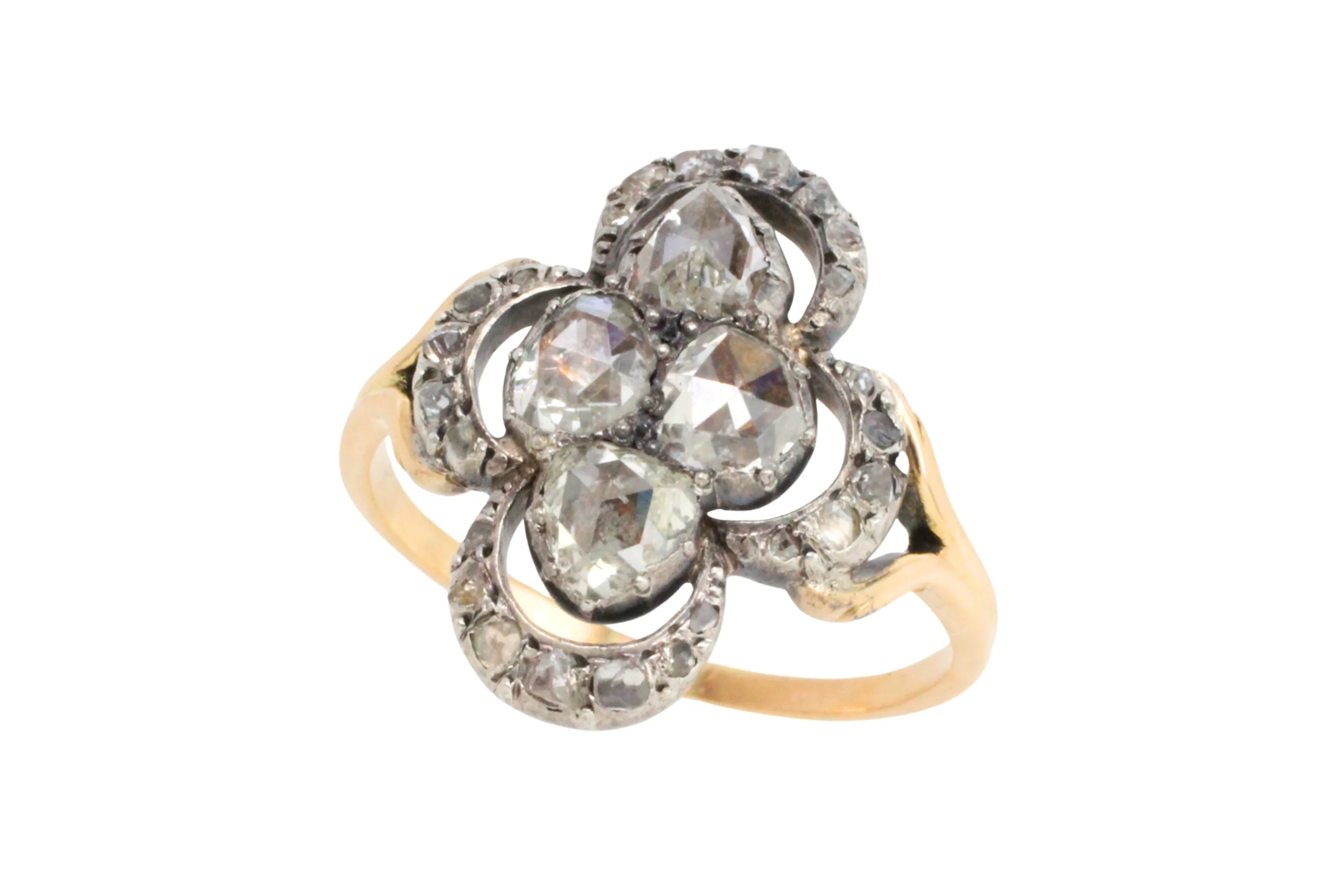 Rose diamond ring in silver and gold - Image 3