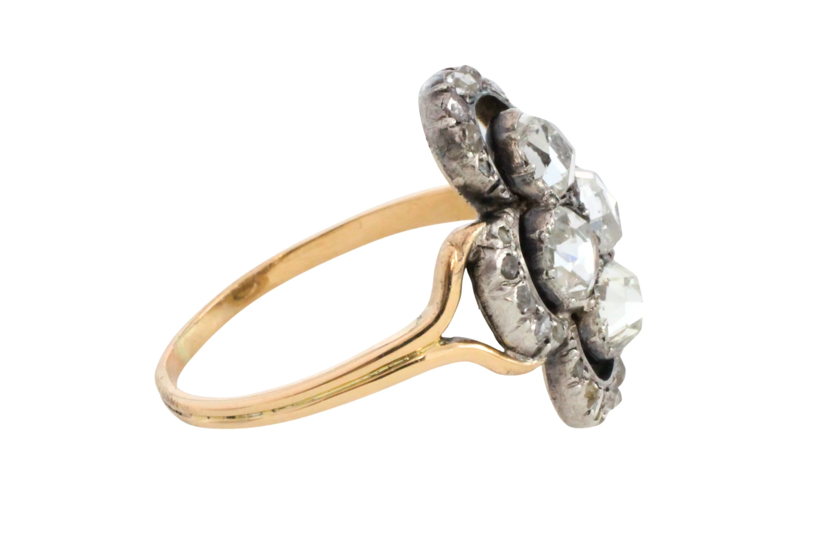 Rose diamond ring in silver and gold - Image 4