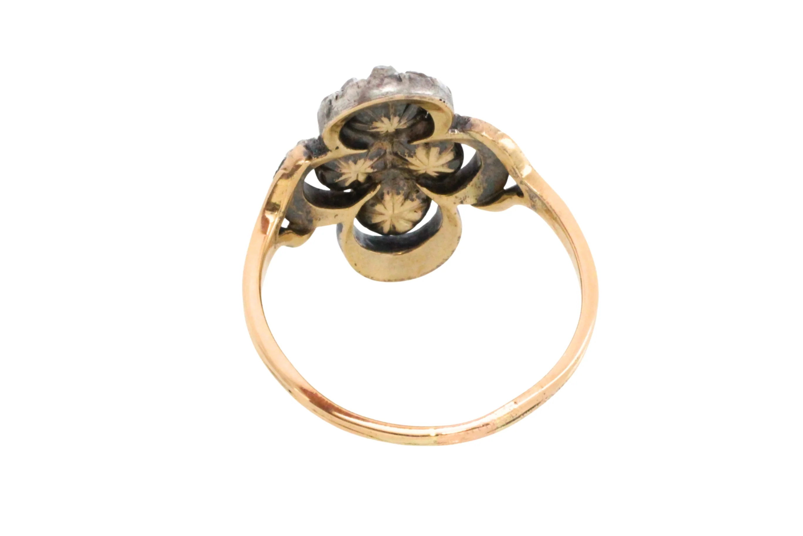 Rose diamond ring in silver and gold - Image 5