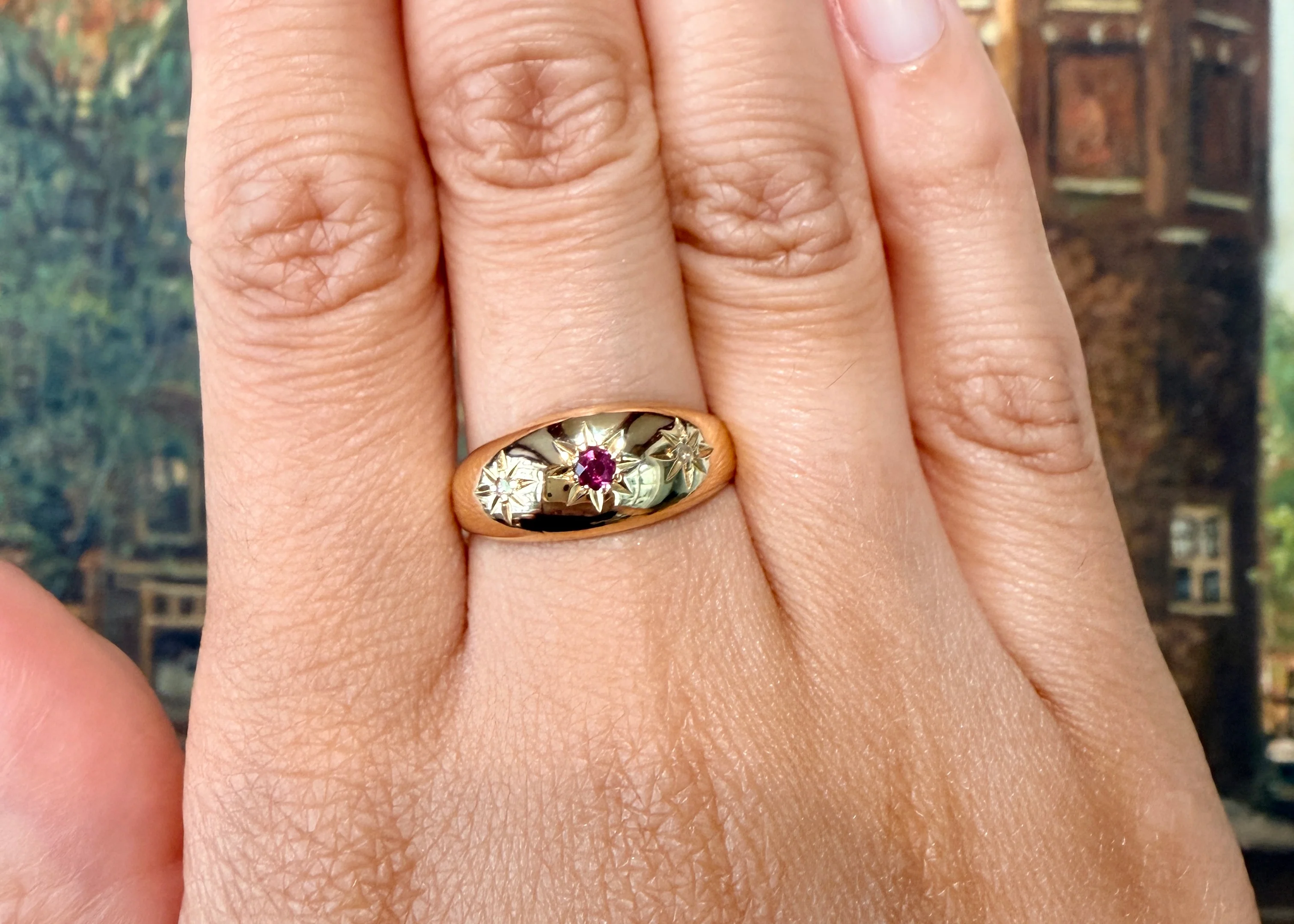 Ruby and diamond gypsy ring from 1919 - Image 6