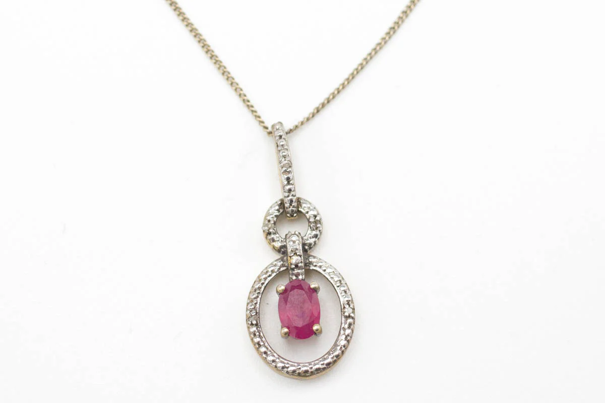Ruby & Diamond Gold Plated Silver Collier - Image 2