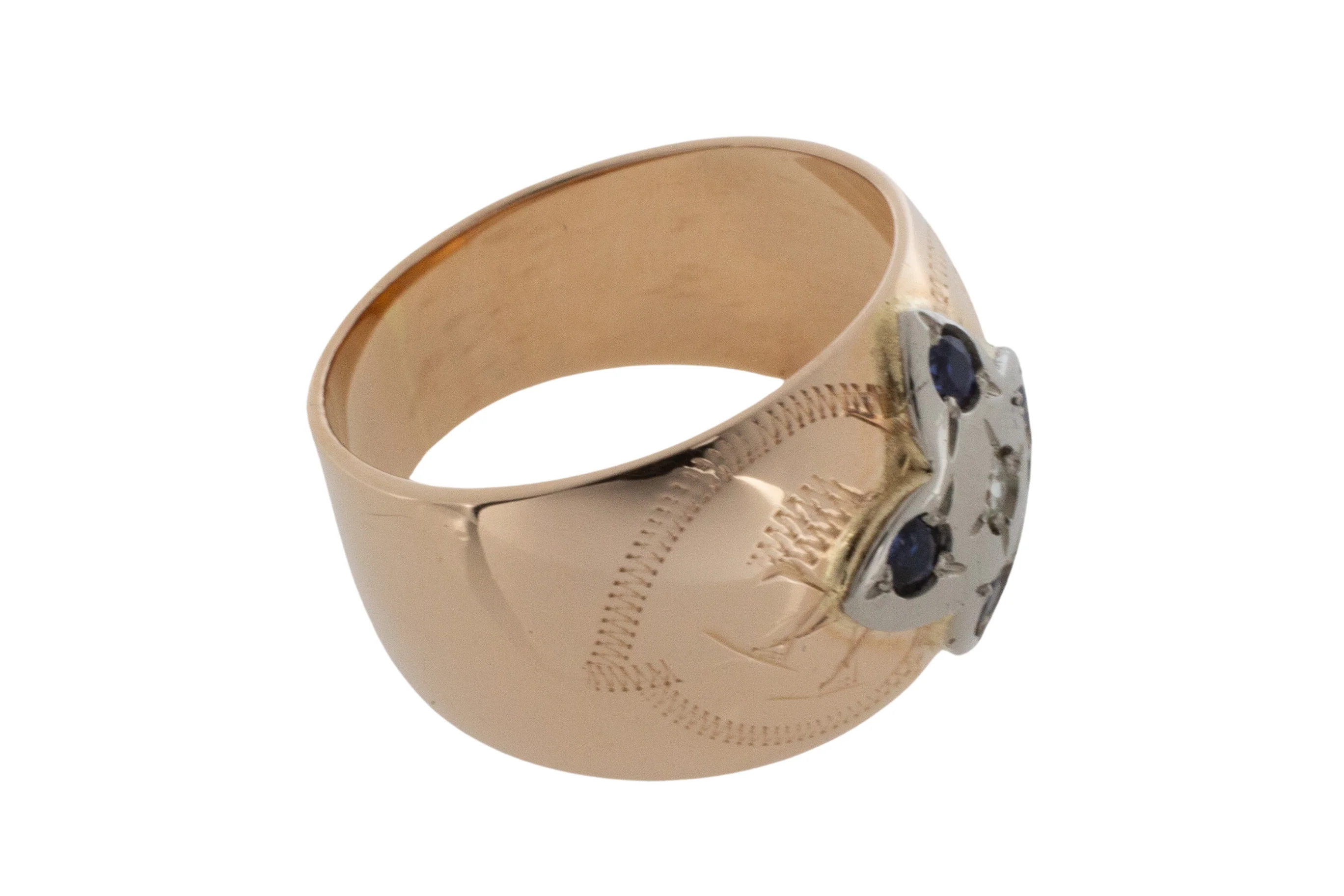 Sapphire and diamond band in 14 carat gold - Image 2