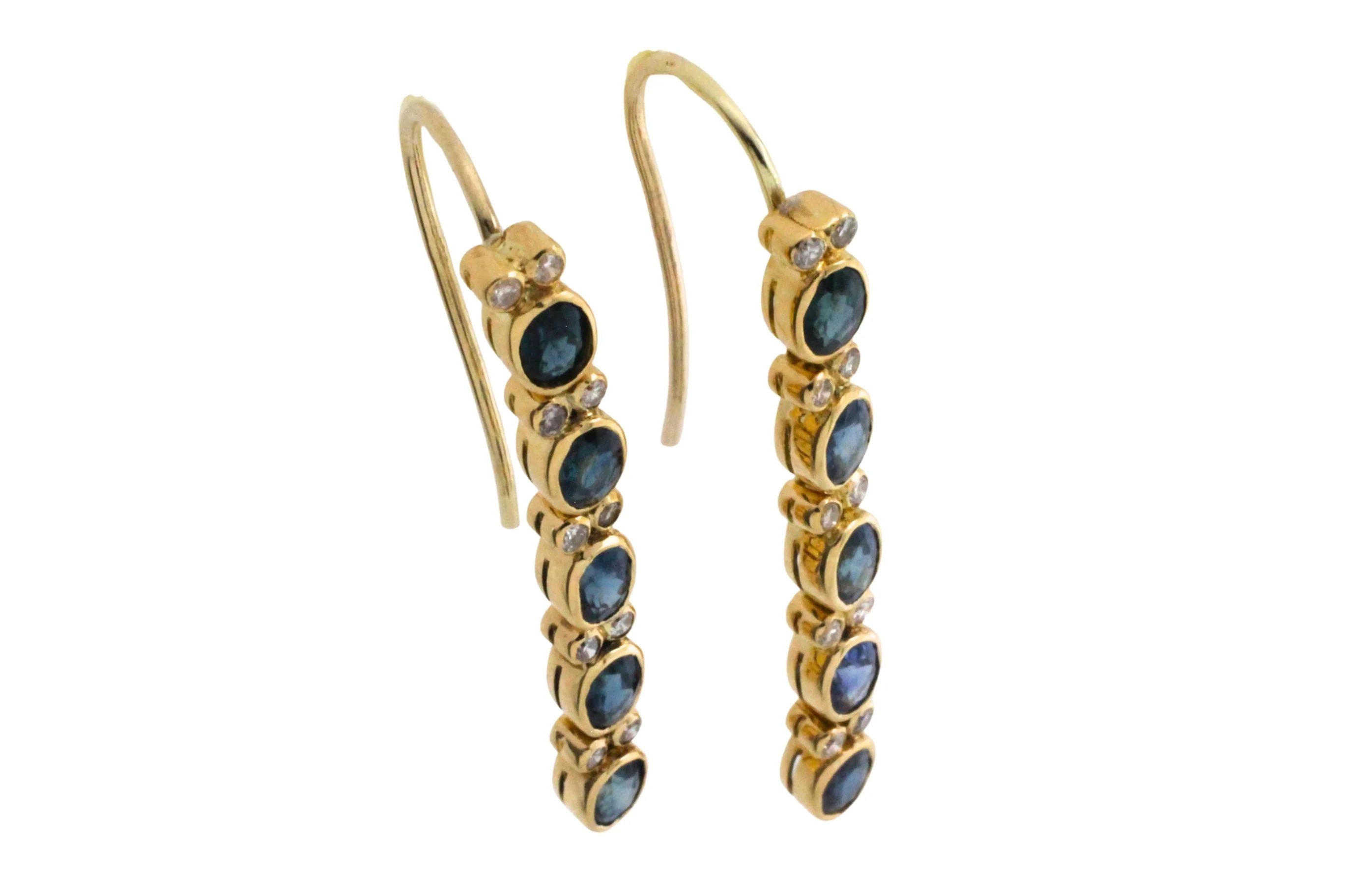 Sapphire pendant earrings in 18 carat gold - Image 2