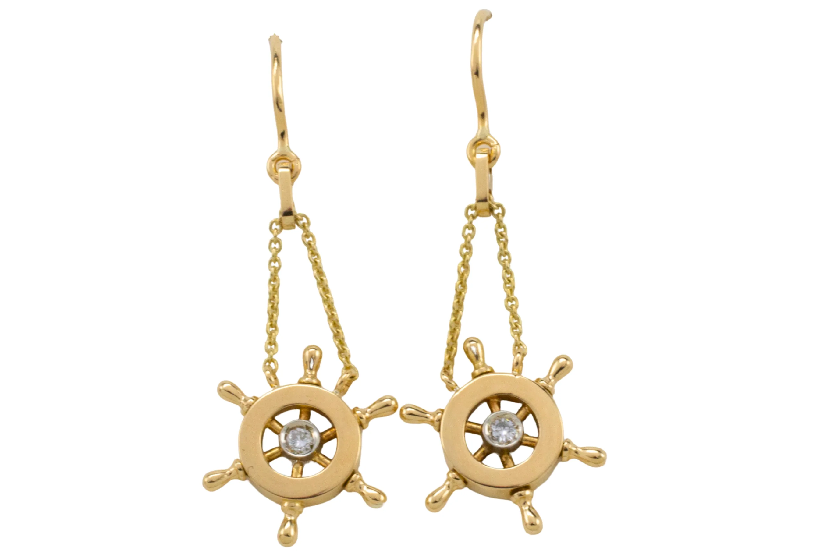 Ships wheel diamond earrings - Image 2
