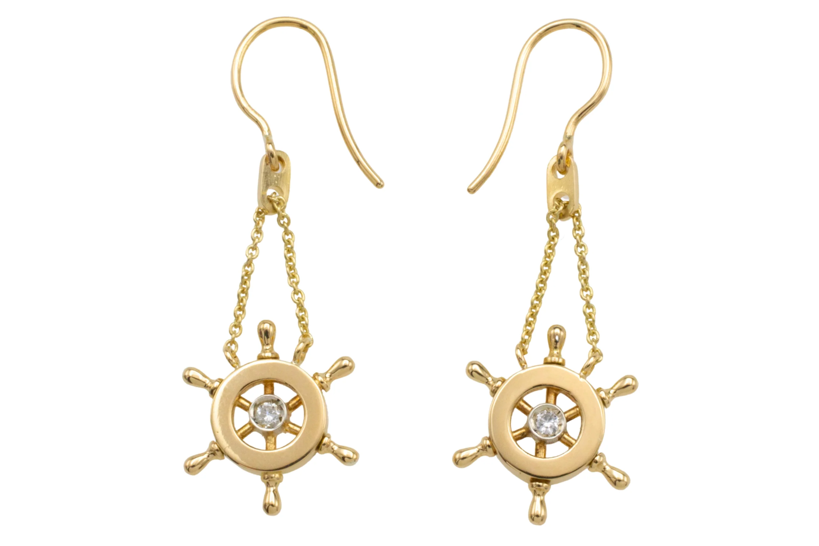 Ships wheel diamond earrings - Image 3