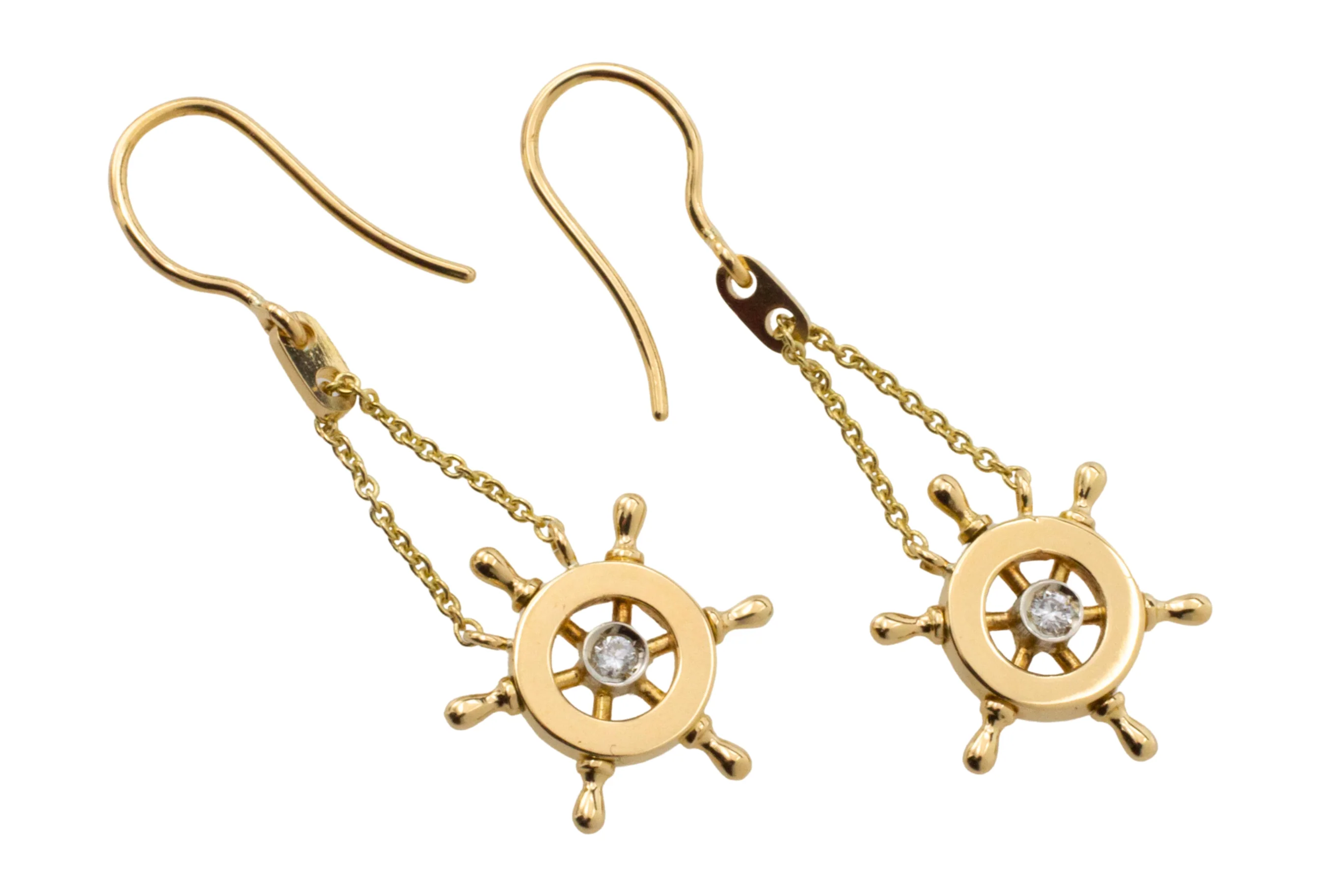 Ships wheel diamond earrings - Image 4