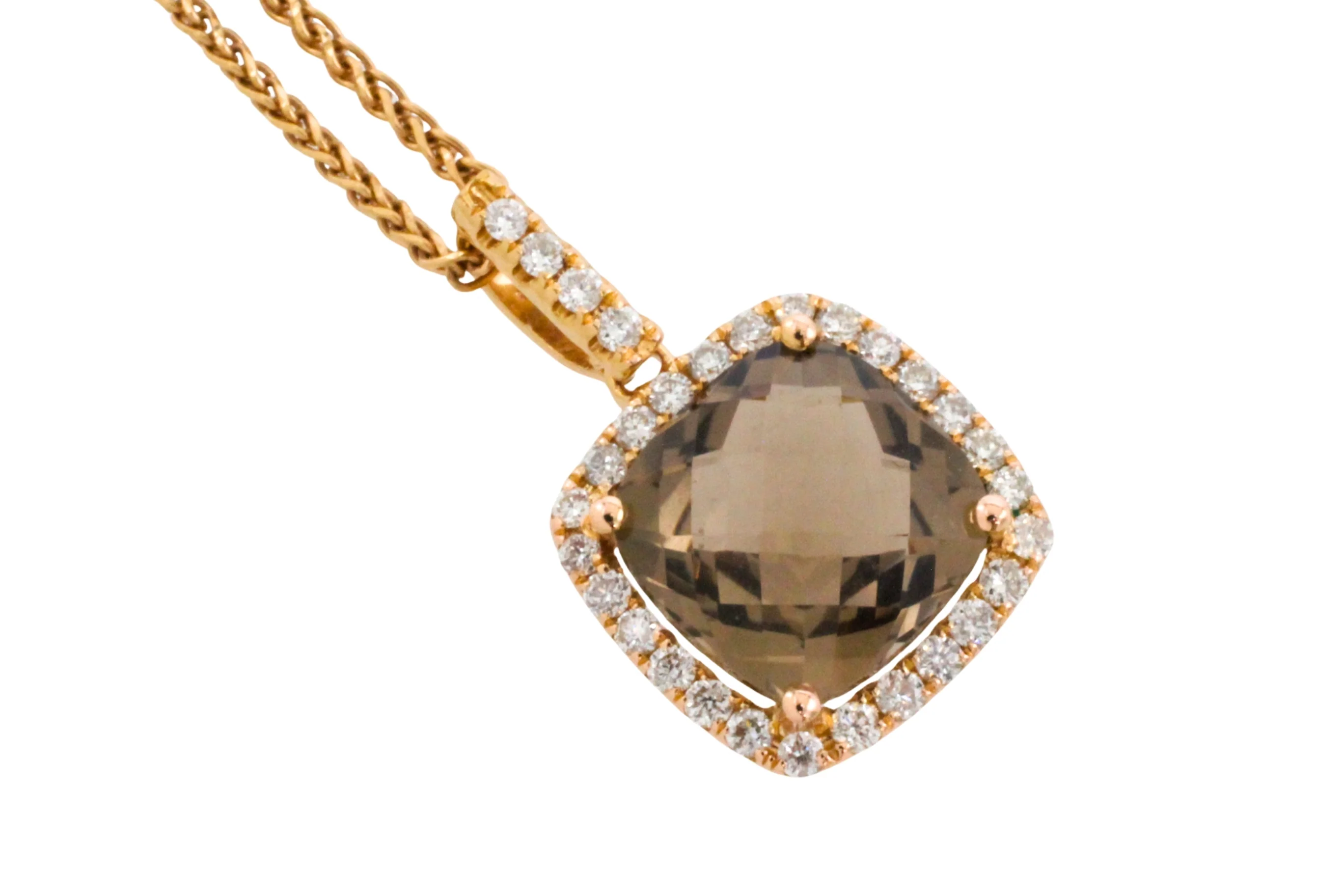 Smoked quartz and diamond pendant in 18 carat gold - Image 3