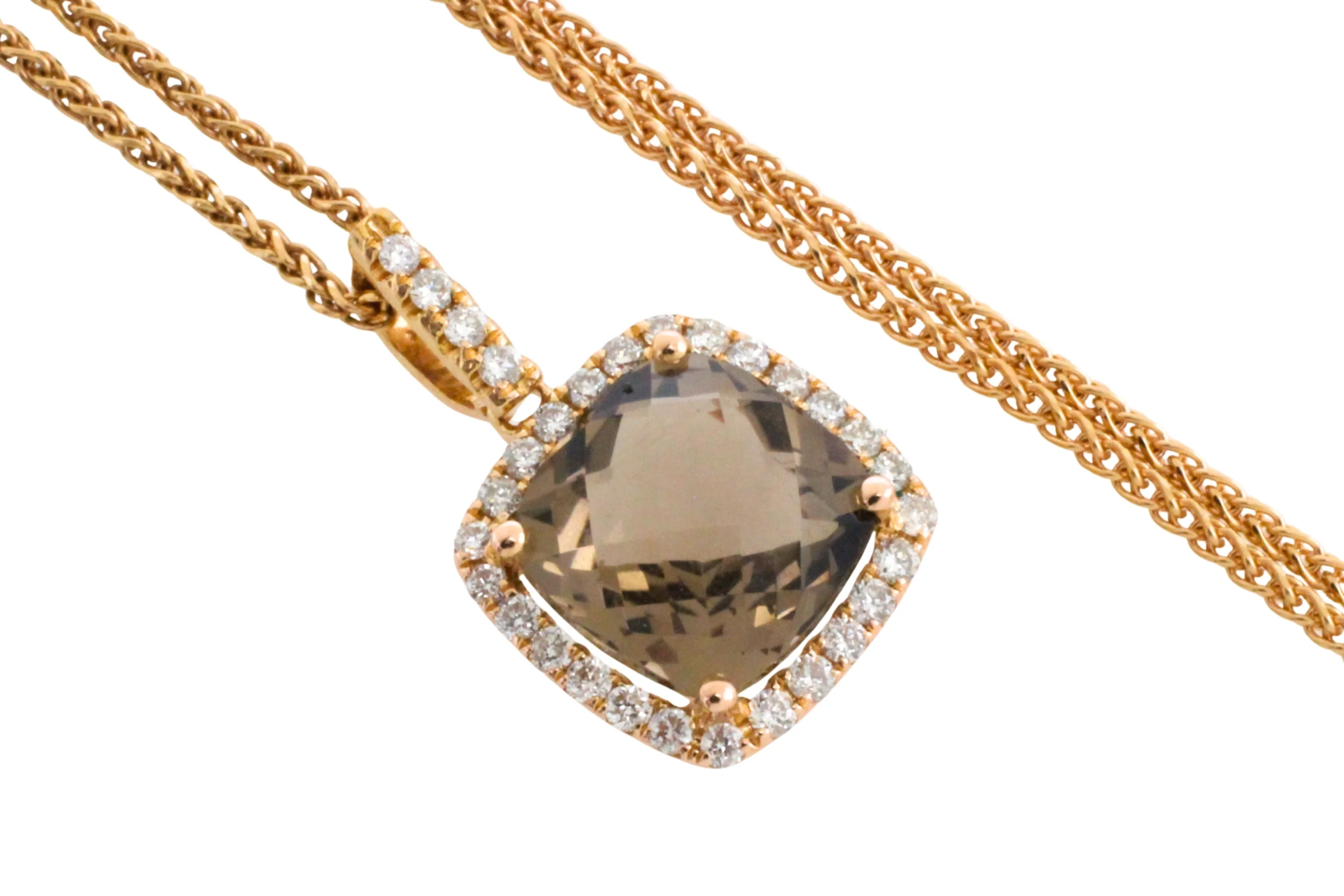 Smoked quartz and diamond pendant in 18 carat gold - Image 4