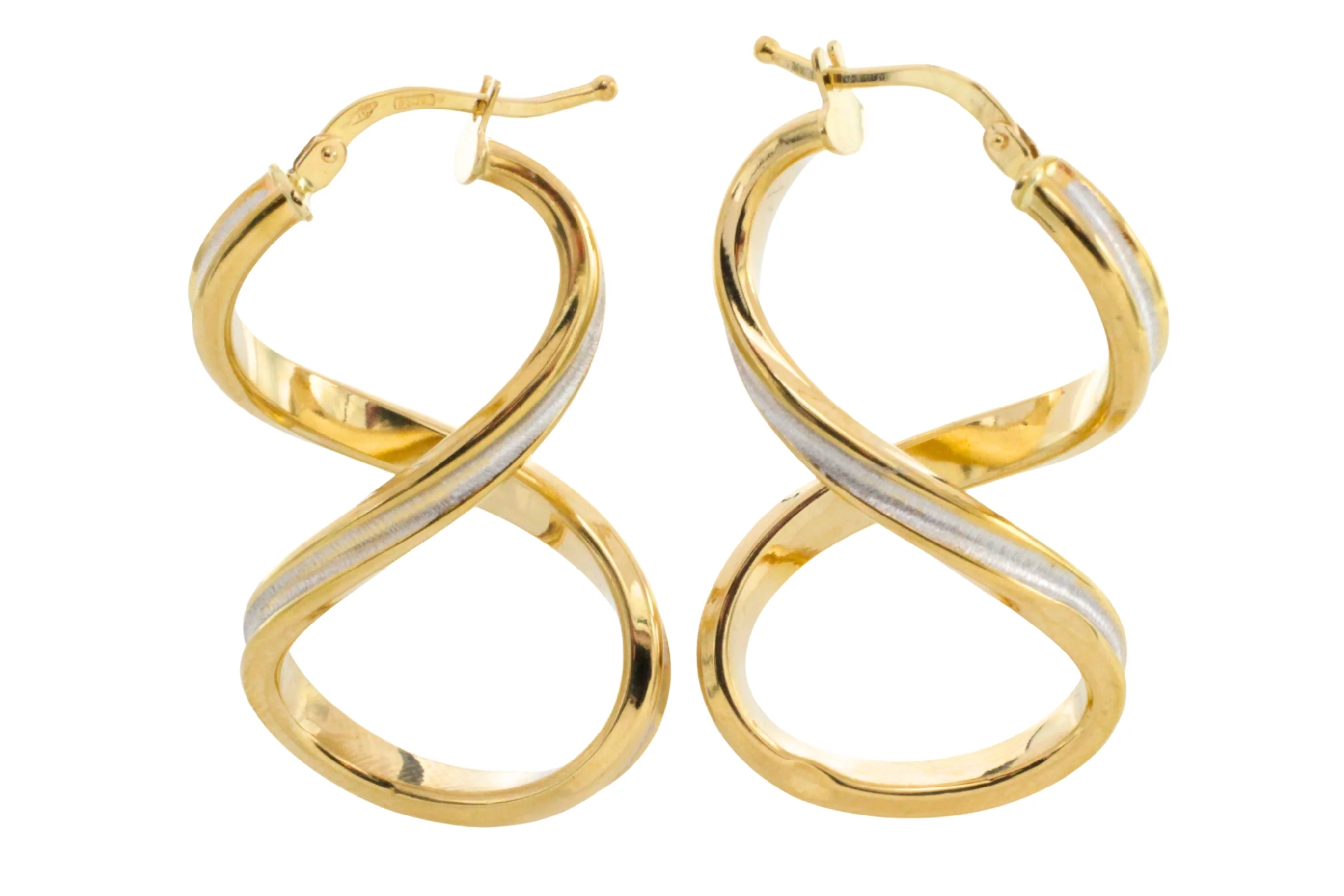 Spiral earrings in yellow and white gold - Image 2