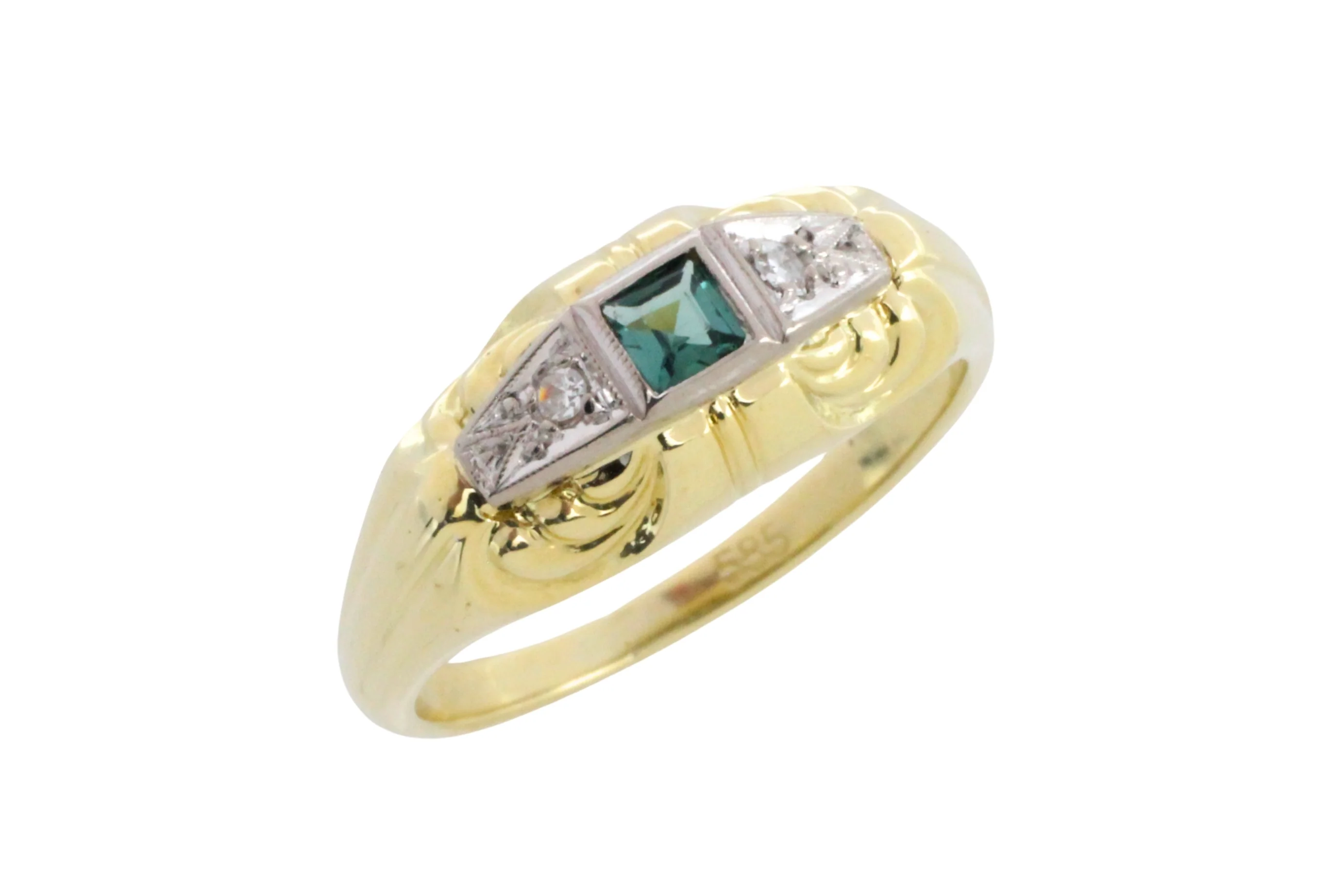 Tourmaline and diamond ring in 14 carat gold - Image 4