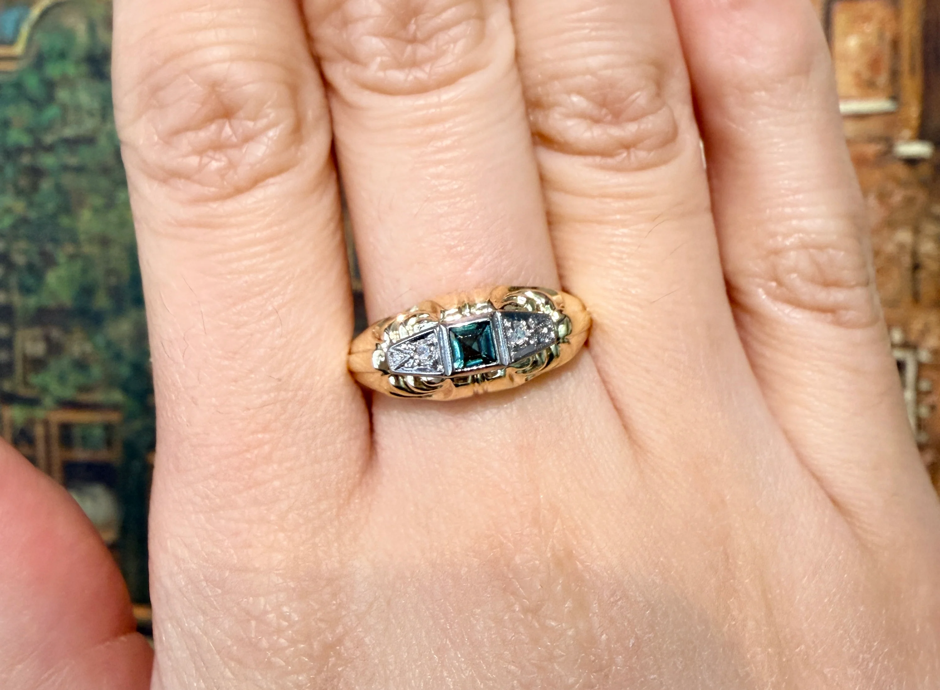 Tourmaline and diamond ring in 14 carat gold - Image 8