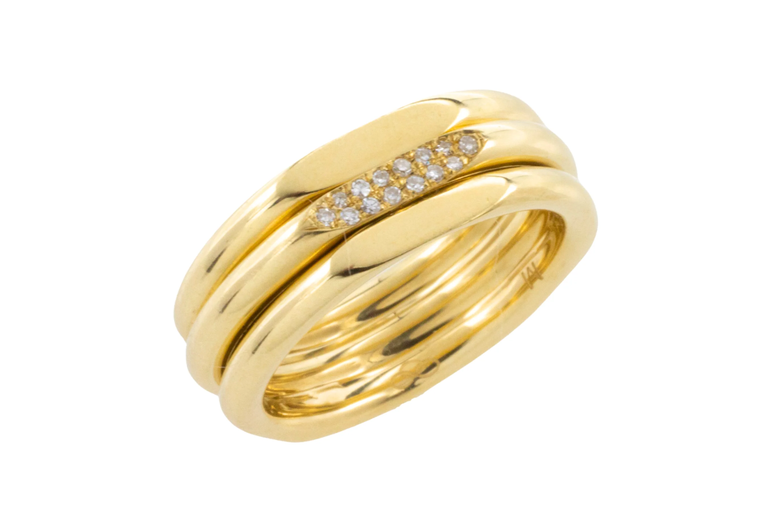 Triple band ring with diamonds