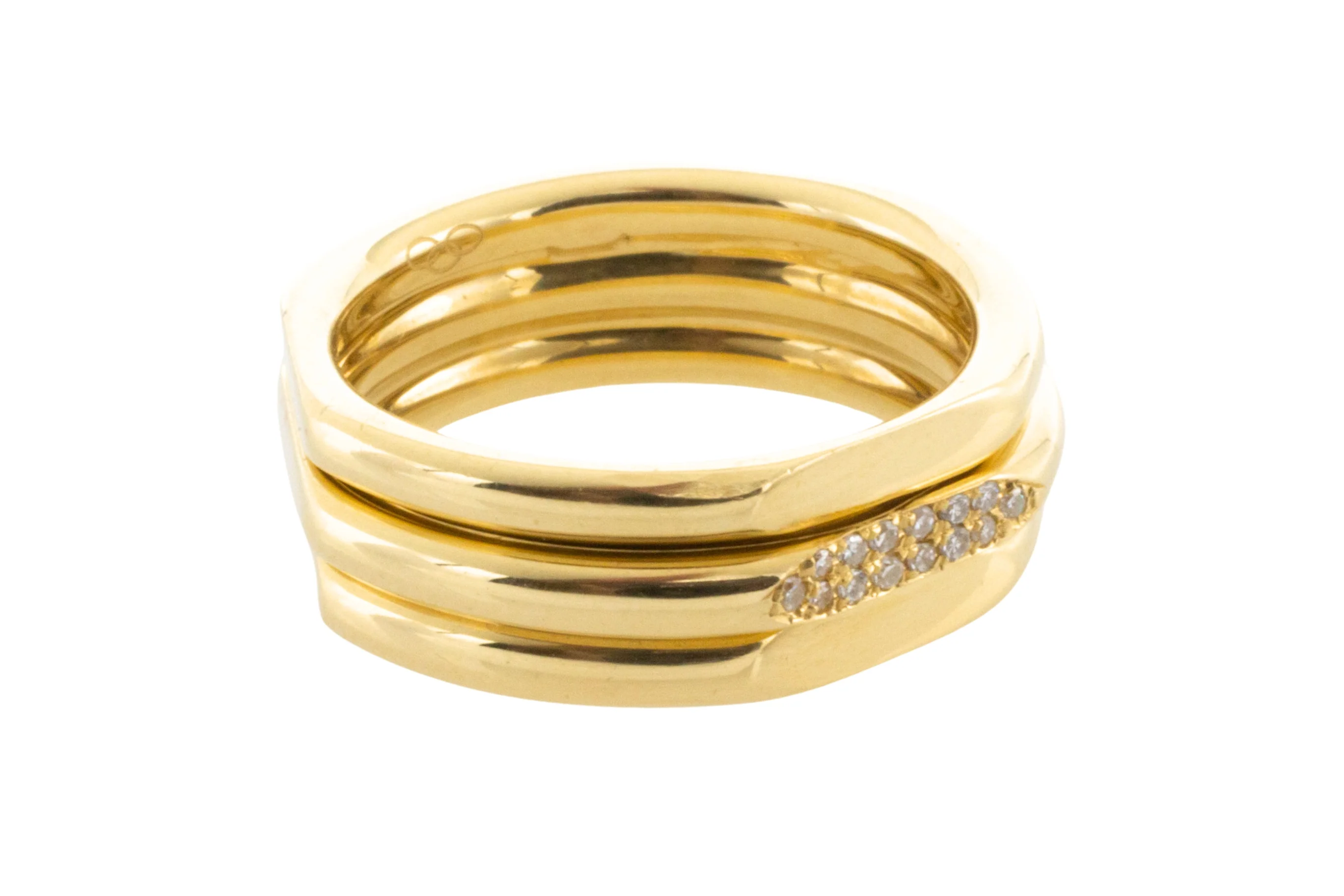Triple band ring with diamonds - Image 3
